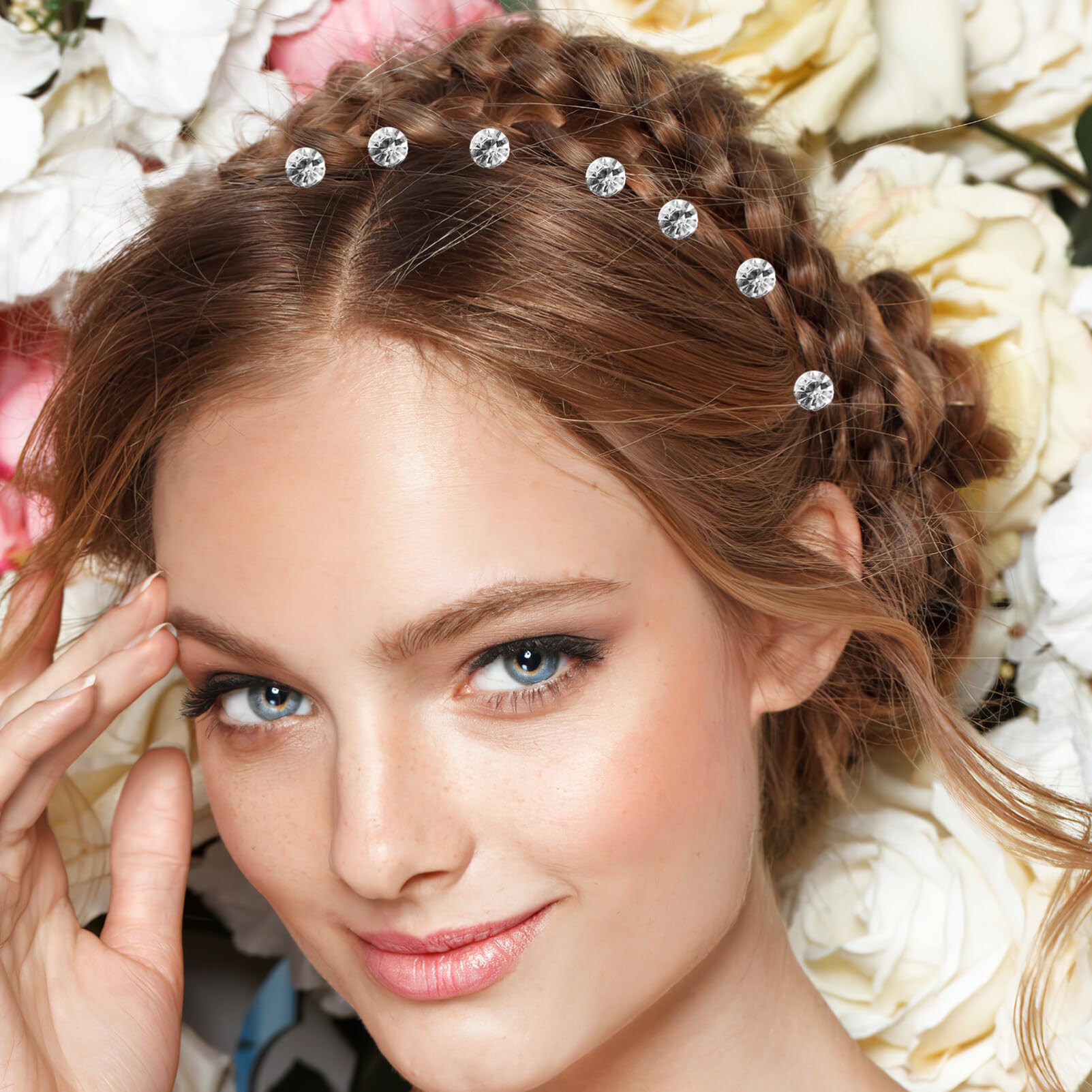 LALAFINA 12Pcs Rhinestone Spiral Hair Pins - Swirl Hair Clips, Twists & Coils for Women - Sparkling Diamond Hair Jewelry for Wedding, Prom, Party & Everyday Styling
