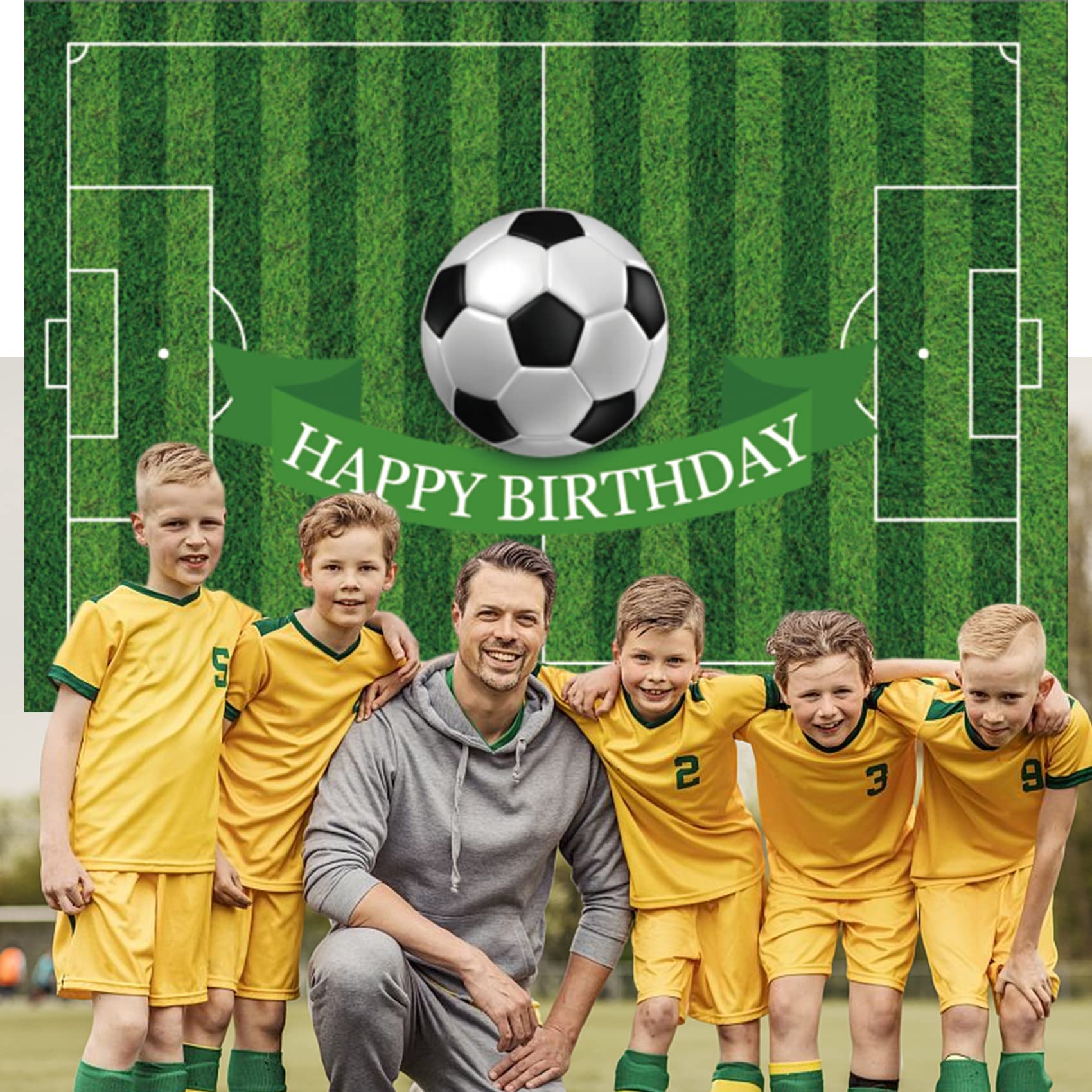 CSFOTO 8x6ft Soccer Backdrop - Premium Polyester Football Party Decor for Boys Birthday, Sports Theme Events & Soccer Field Background - Perfect for Birthday Parties, Team Celebrations & Sports Decorations