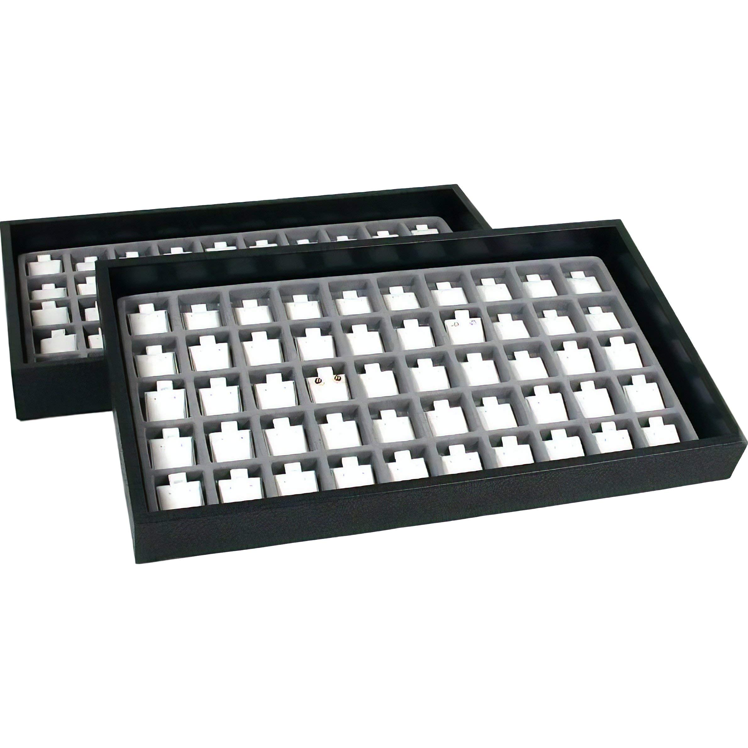 100 Pack White Puff Earring Display Cards with Organizer Tray - Perfect for Jewelry Store, Boutique & Craft Show Displays