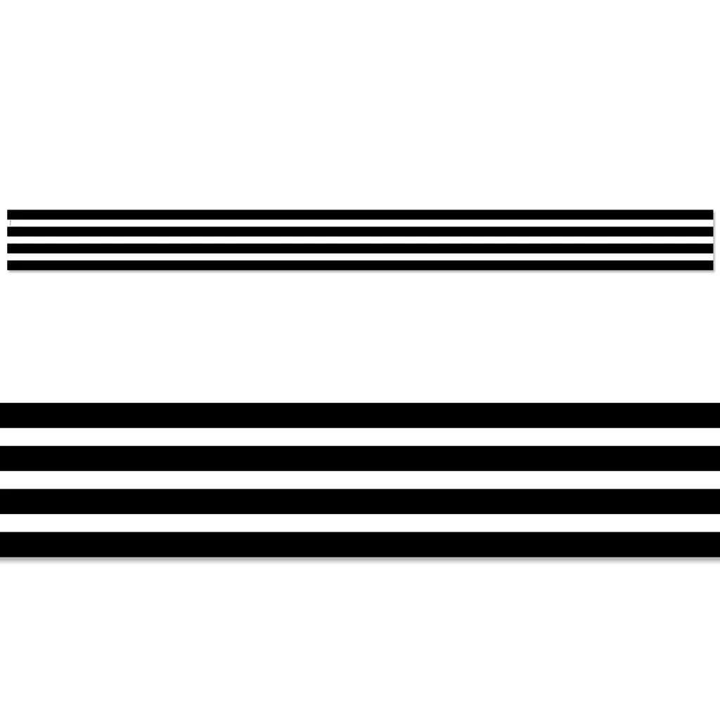 Black Stripes EZ Border - Self-Adhesive Wall Decoration for Home & Office - Easy Peel & Stick Core Decor for Walls, Doors, Windows - Perfect for DIY Home Decor, Nursery, Classroom, and Party Backdrops