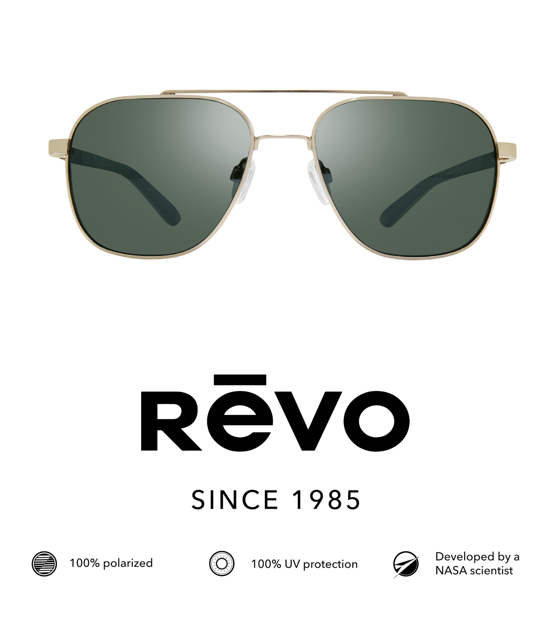 Revo Sunglasses Arthur - Polarized Crystal Glass Lens Aviator Sunglasses with Metal Frame for Men & Women - UV Protection, Fashion & Outdoor Activities
