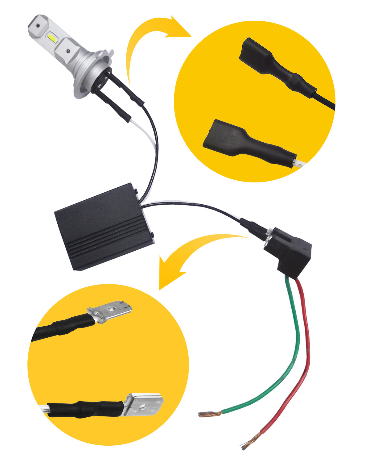 H7 CAN Bus Adapter Anti Flicker Warning Canceler for H7 LED Bulbs - Fix Flickering & Error Codes - Compatible with Cars, Trucks & SUVs - Easy Installation for Smooth LED Performance