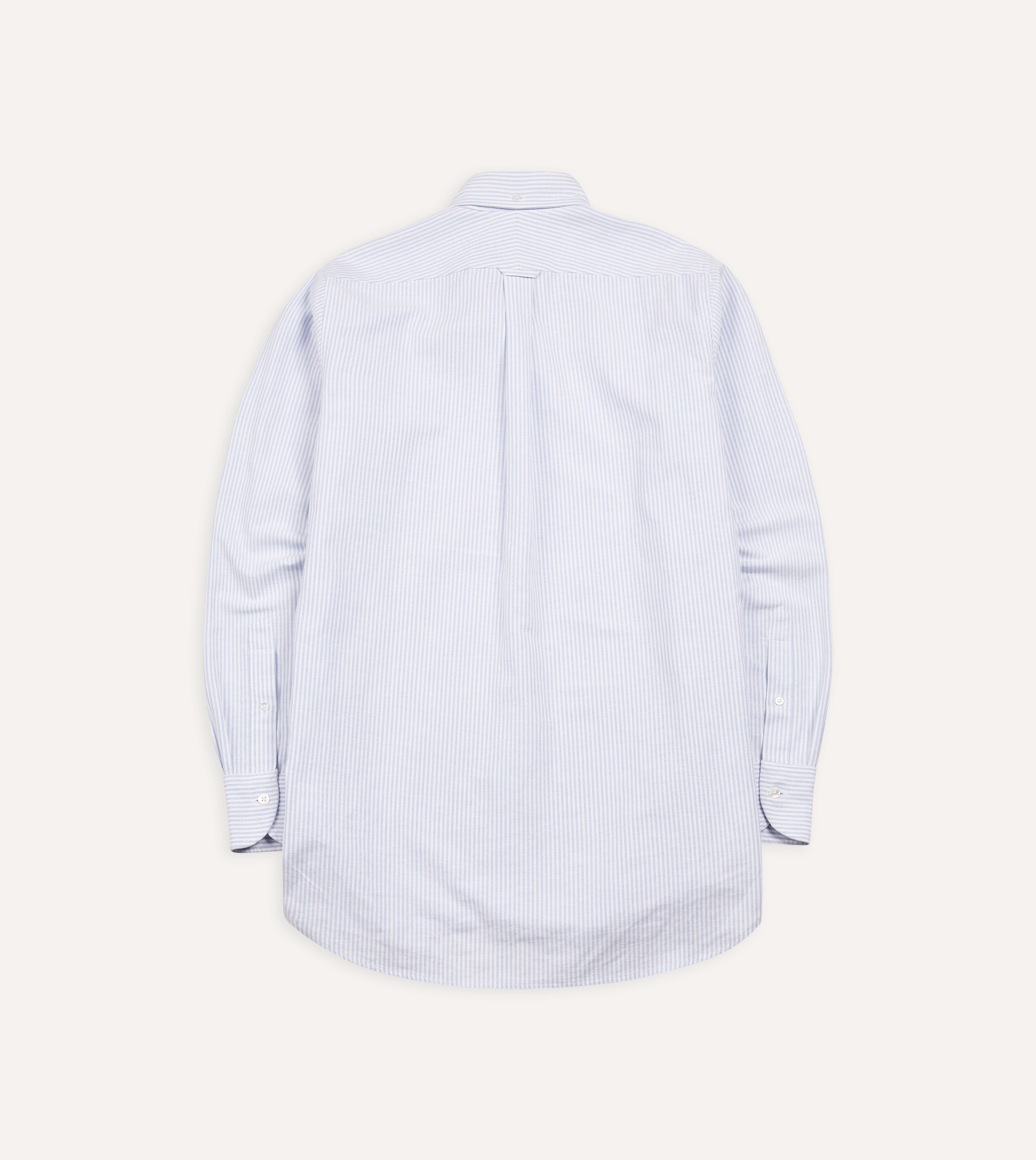 Light Blue Ticking Stripe Cotton Oxford Button Down Shirt for Men - Casual & Business Wear | Perfect for Office, Date Night & Outdoor Activities