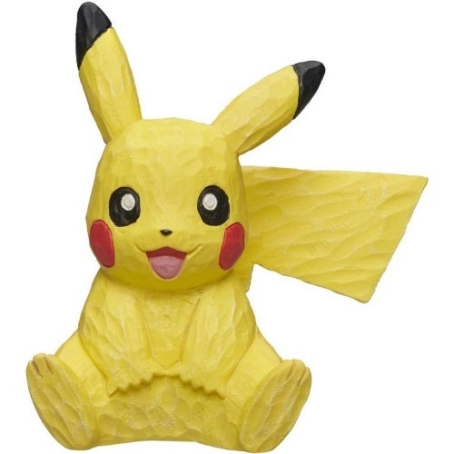 Pokemon Wood Sculpture Figure - 2 Inch Mini Gray Parka Pikachu Collectible for Home Decor & Gifts