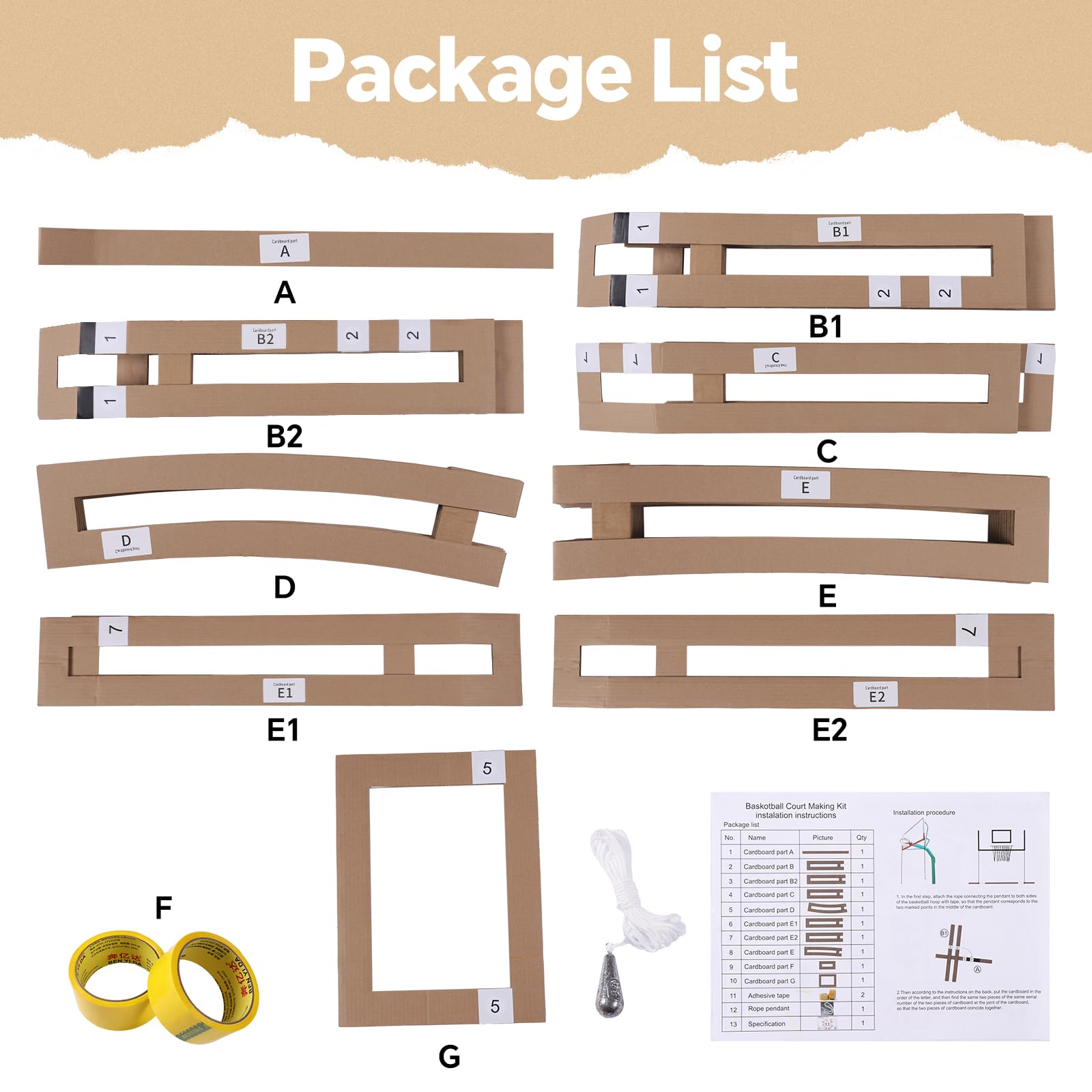 Foldable Basketball Court Stencil Kit - Reusable for Concrete, Asphalt, Tiles - Perfect for Driveway & Backyard Sports