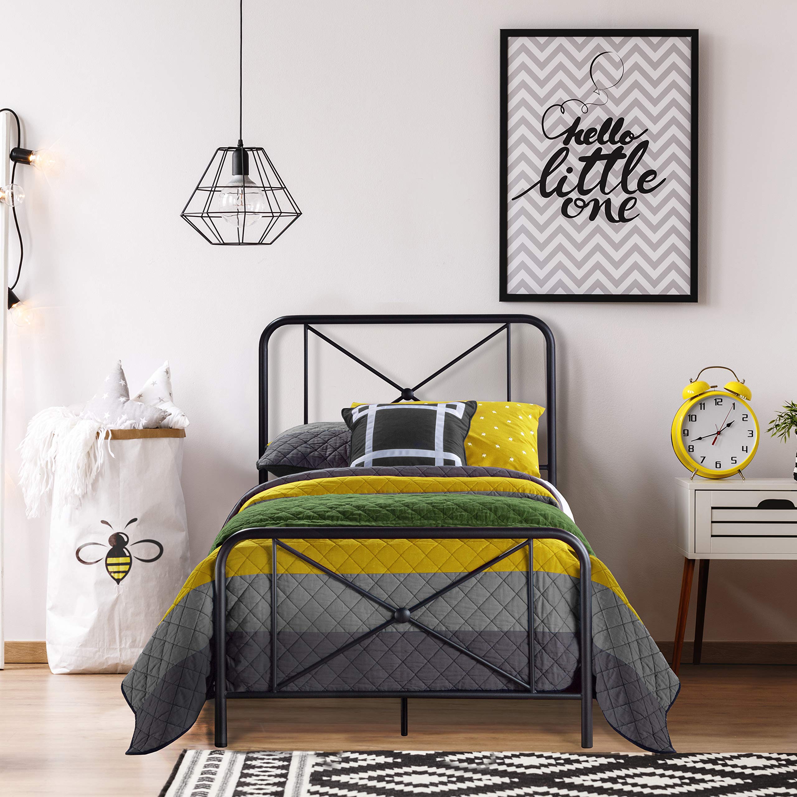 Hillsdale Furniture Metal Twin Bed Frame with Double X Design - Black Platform Bed for Kids, Teens & Guest Rooms | Durable & Stylish Bedroom Furniture