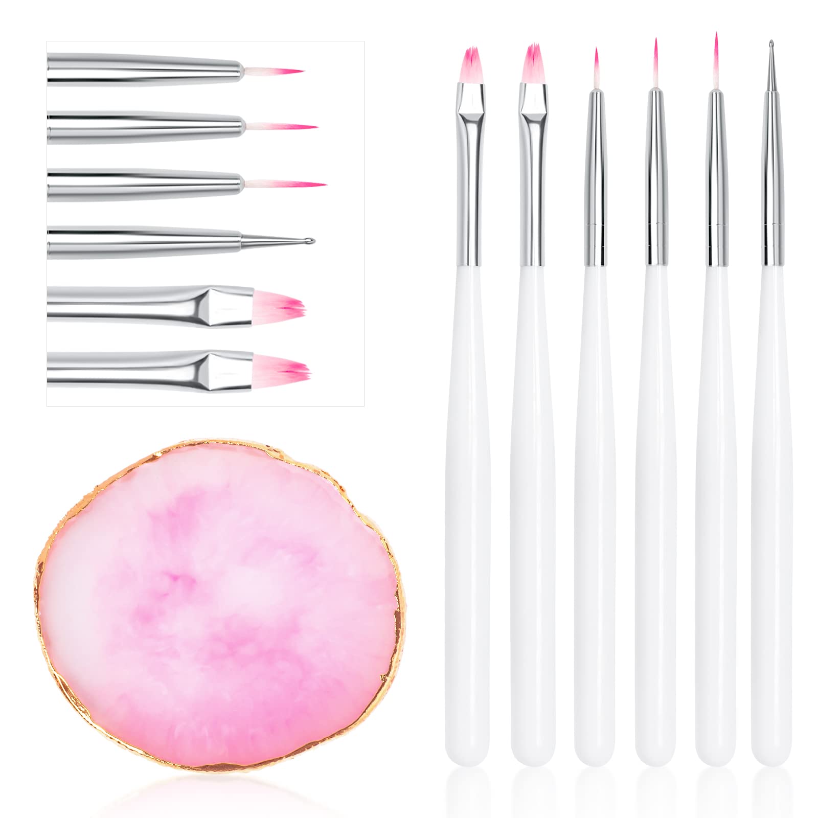 Professional Nail Art Palette with 5 Nail Brushes - Perfect for Acrylic Nails, Gel Polish & Nail Design - Ideal for Home Salon, DIY Manicure & Professional Nail Artists