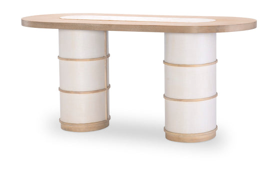 Biscayne Double Pedestal Counter Height Dining Table in Beige - Perfect for Kitchen Islands, Breakfast Nooks & Small Space Dining