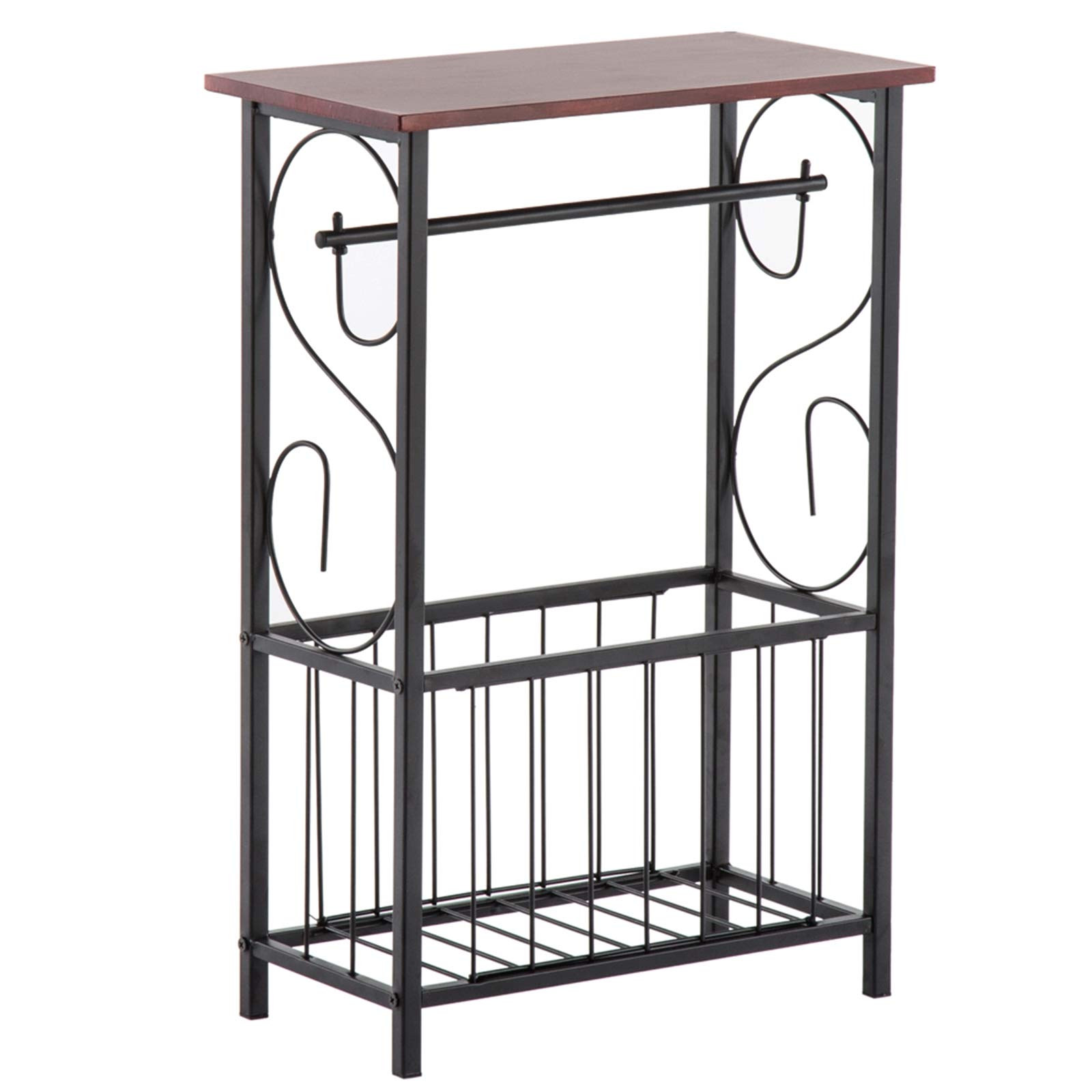 2-Tier Square Metal Side Table with Removable Tray - Foldable End Table for Bedroom, Balcony, Patio - Small Outdoor Accent Table & Nightstand (Black) - Perfect for Coffee, Books & Plants in Compact Spaces