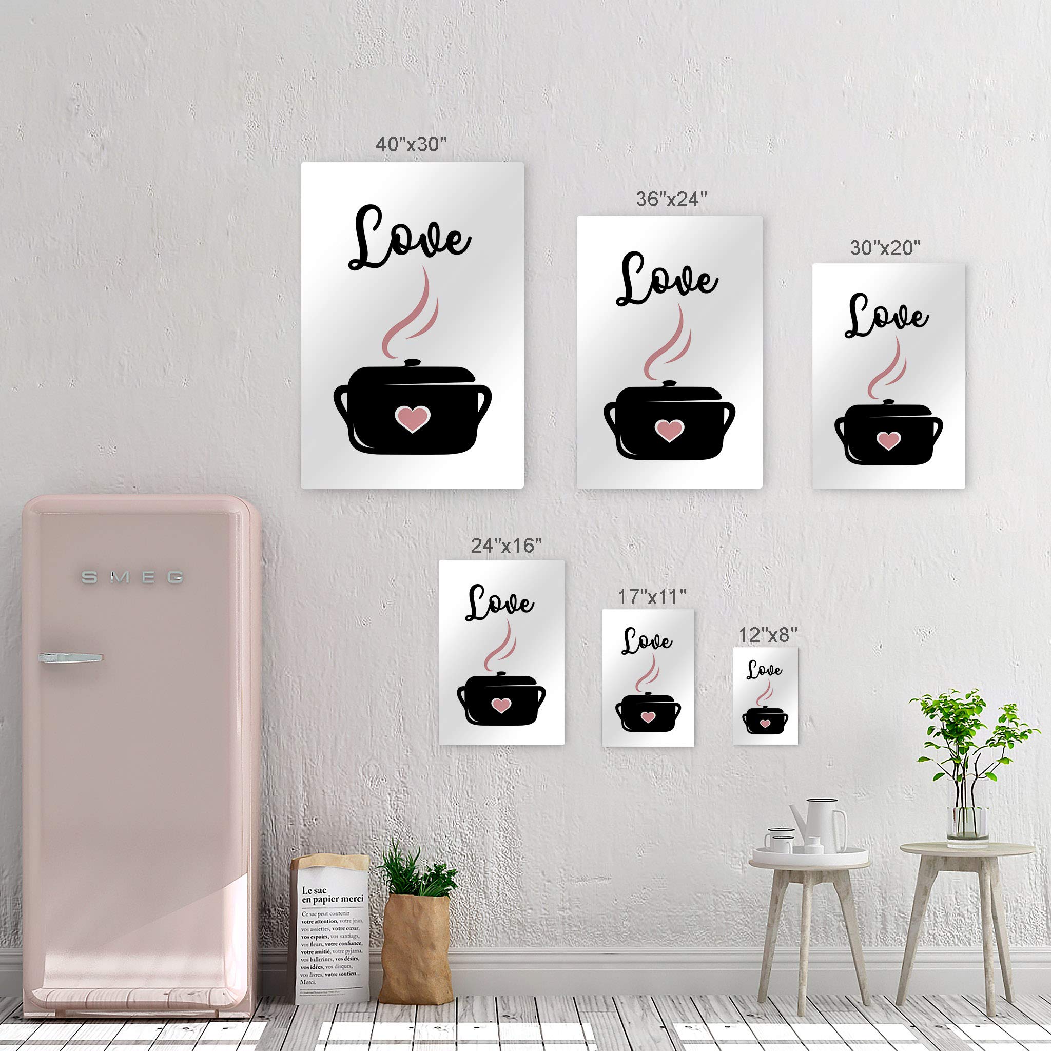 Smile Art Design Black and Pink Metal Wall Art Print - Modern Kitchen & Restaurant Decor, Farmhouse Dining Room Decor, Housewarming Gift - Made in USA (40x30) - Perfect for Home, Cafe, and Office Decoration