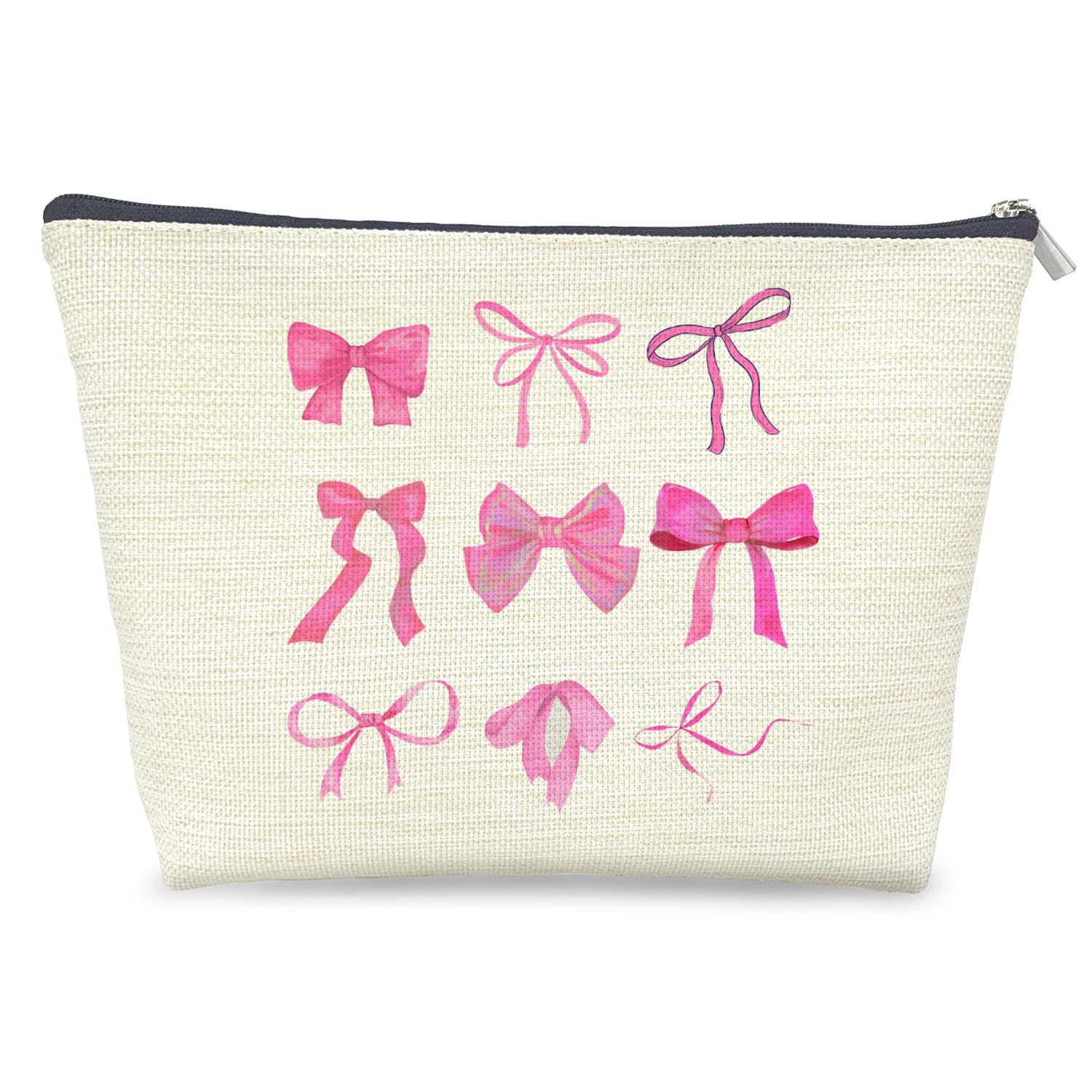 Hot Pink Coquette Bow Makeup Bag - Cute Aesthetic Cosmetic Pouch for Women | Perfect for Travel, Bridal Shower Gifts & Preppy Accessories