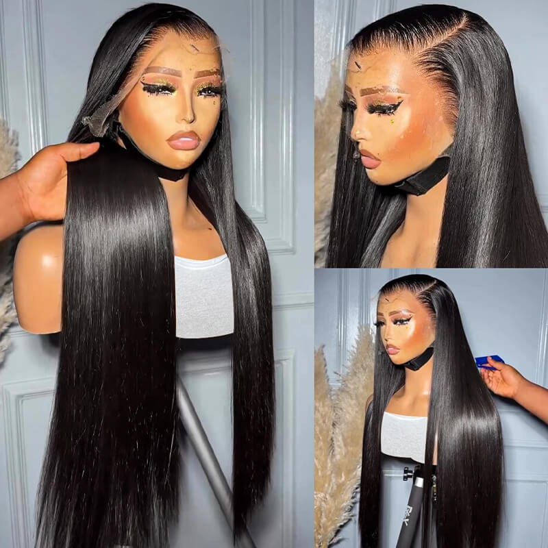 Eullair 13x4 Transparent Lace Front Wig - 100% Human Hair Straight Wig with Undetectable Lace for Natural Look | Perfect for Daily Wear, Cosplay, and Special Occasions