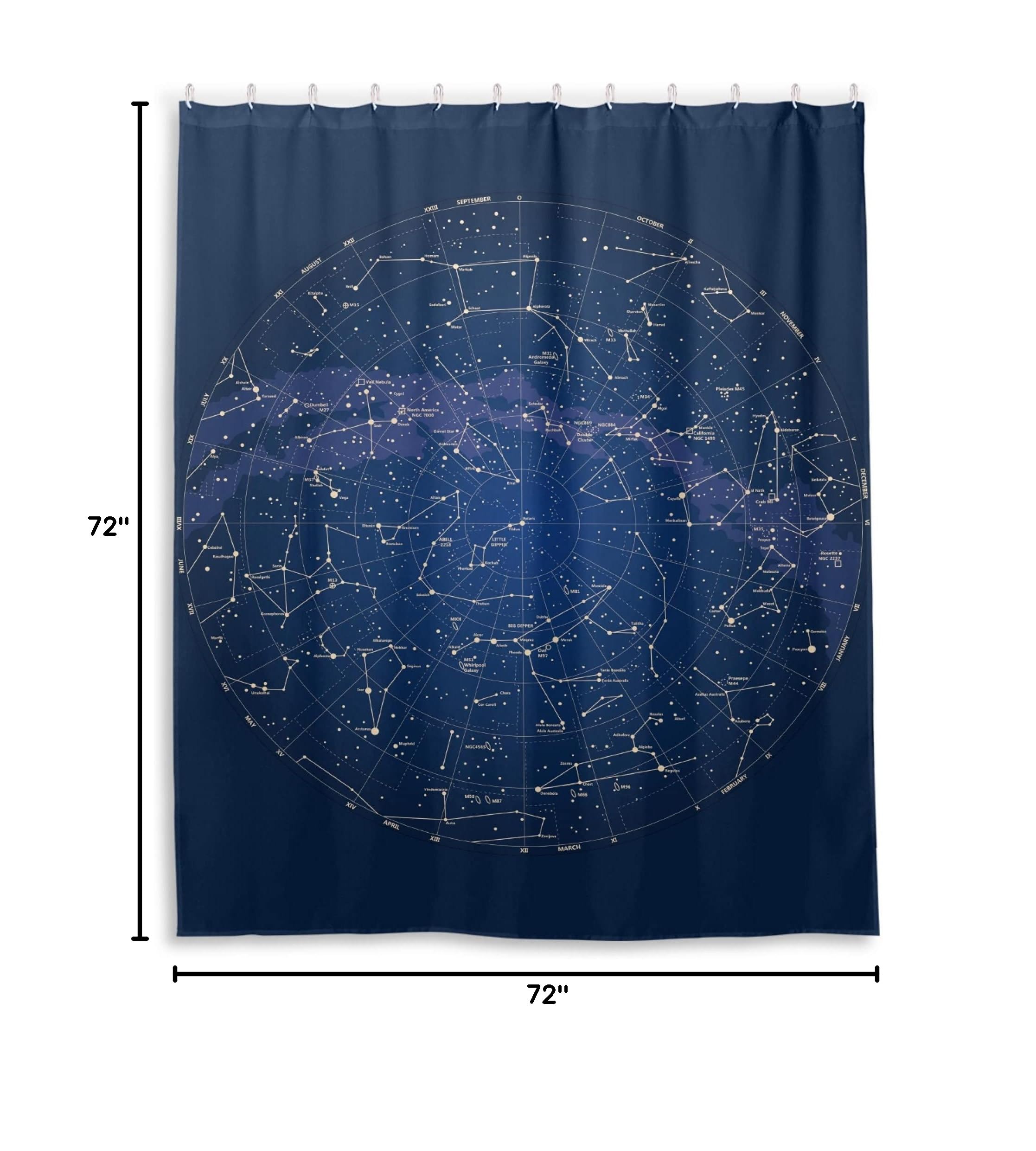 12 Constellations Shower Curtain - Cool Space Galaxy Design, Waterproof Polyester Fabric Bathroom Decor (72x72 inches) with 12 Hooks - Perfect for Home, Bridal, Men & Women - Ideal for Themed Bathrooms, Astronomy Lovers, and Unique Gift Ideas