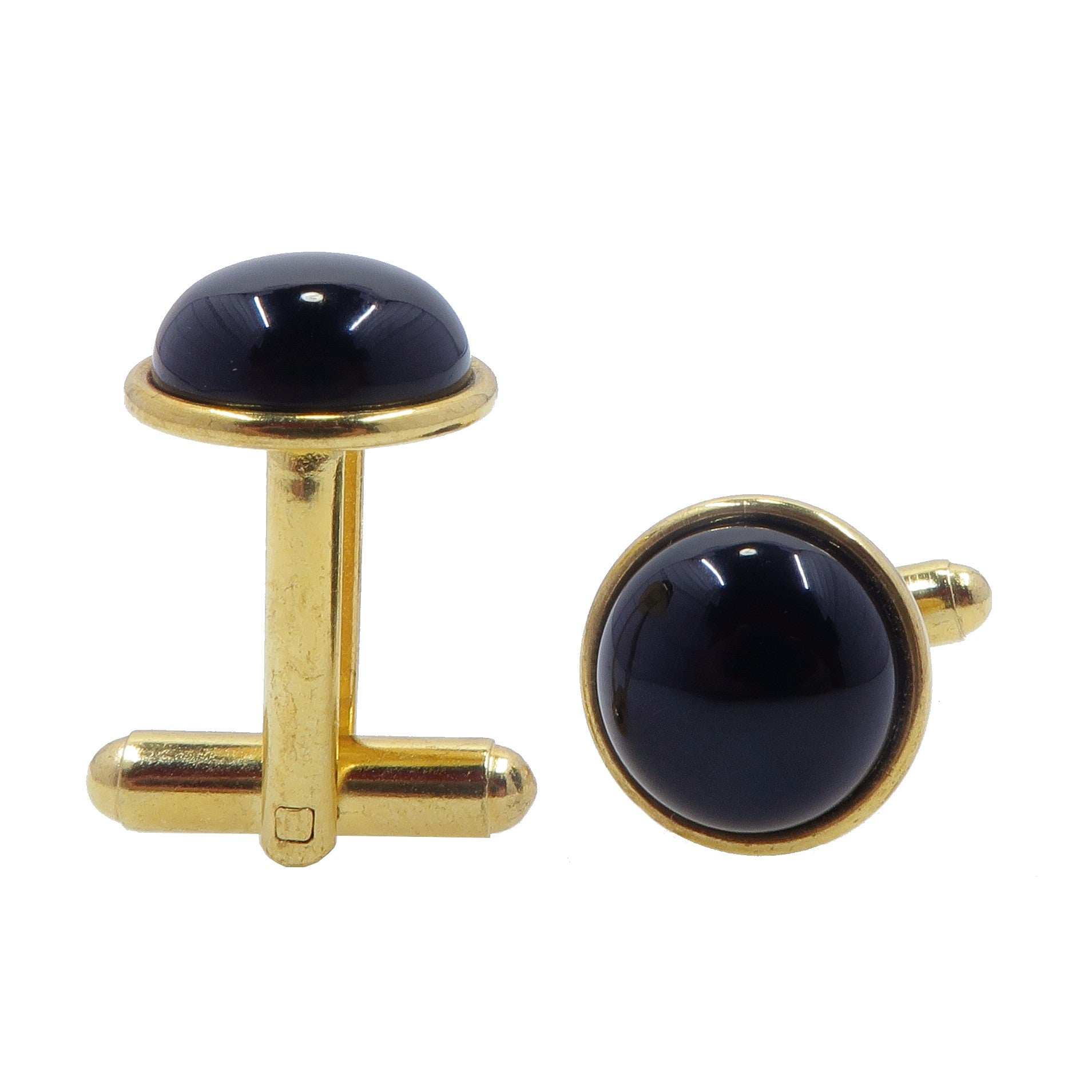 Onyx Cufflinks for Men - Black Stone Gold Plated Dress Cuff Links - Perfect for Weddings, Business Meetings & Formal Events
