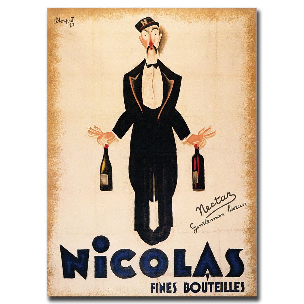 Nicolas Fines Trademark Art Bouteilles Canvas Wall Art - 18x24 Inch Modern French Painting for Living Room, Bedroom & Office Decor