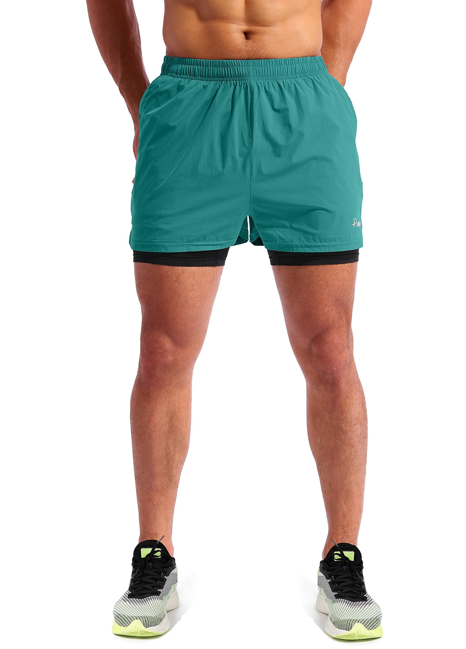 Pudolla Men's 2-in-1 Running Shorts 5