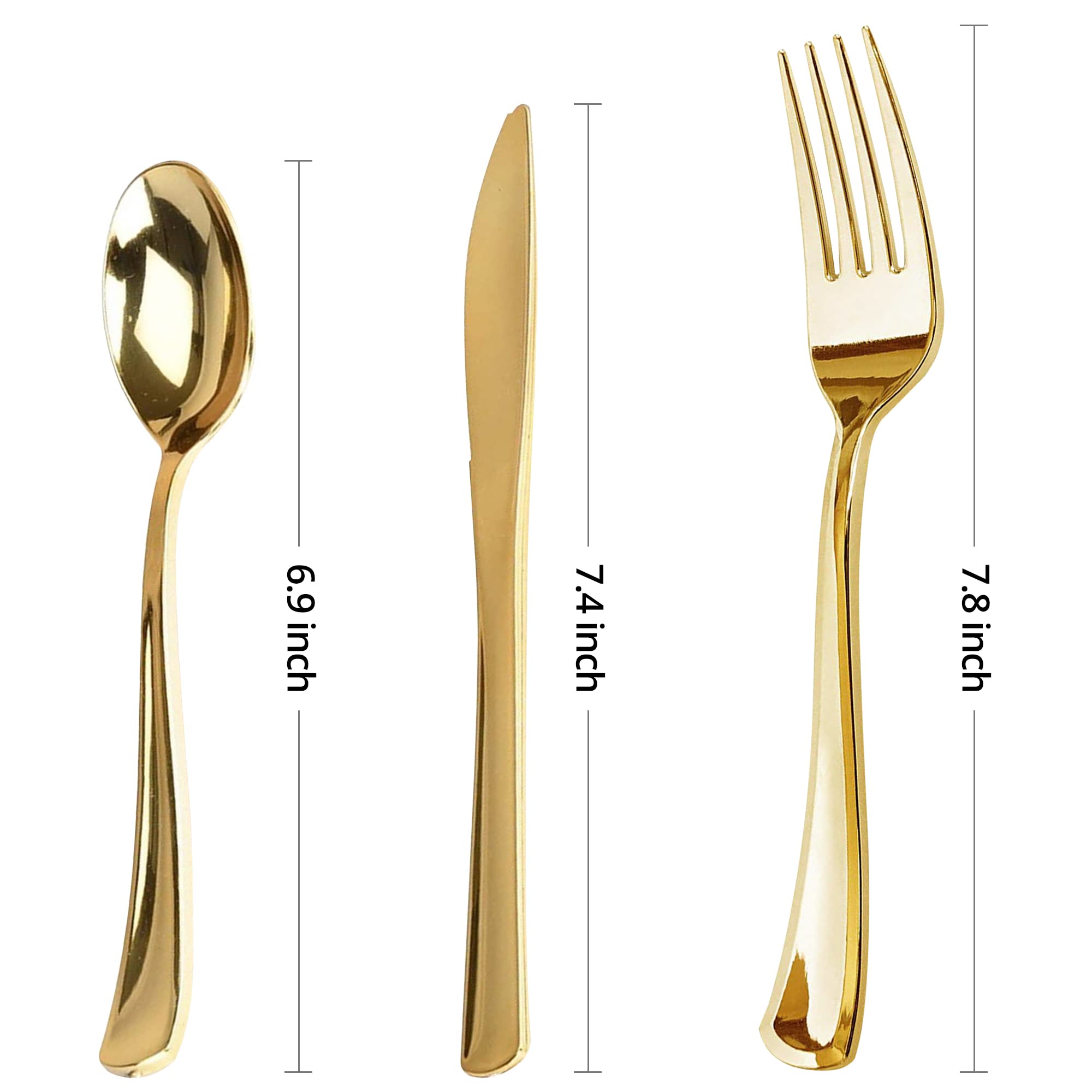 50-Piece Gold Plastic Forks Set - Heavy Duty Disposable Silverware for Parties, Weddings & Events - 7.4 Inch Elegant Plastic Utensils - Perfect for Catering, Picnics & Outdoor Dining
