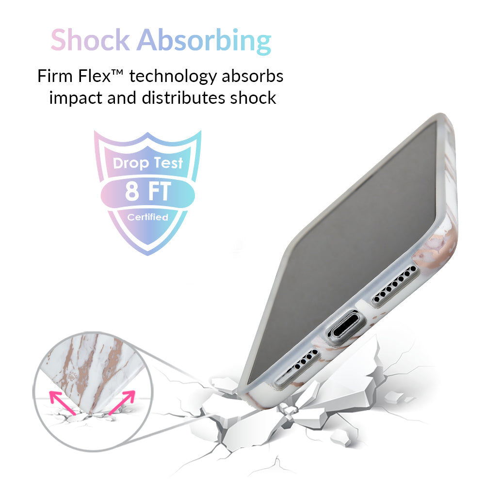 Elegant White Marble with Rose Gold Chrome iPhone Case - Slim Protective Cover for iPhone 13/14/15 Pro Max | Perfect for Everyday Use, Office & Travel