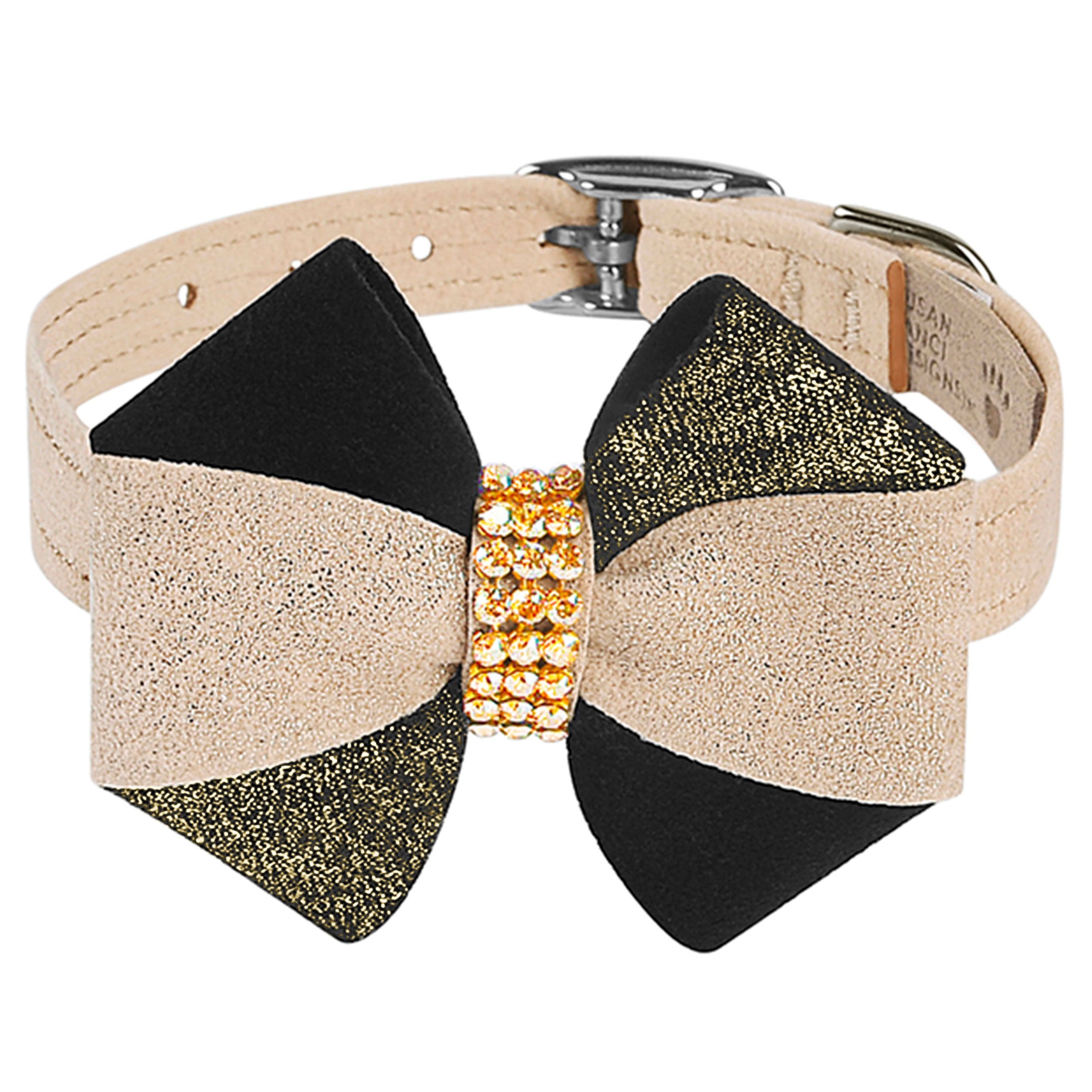 Glitzerati Pinwheel Bow Dog Collar - Sparkling Rhinestone Pet Collar for Small & Medium Dogs - Perfect for Parties, Weddings & Special Occasions