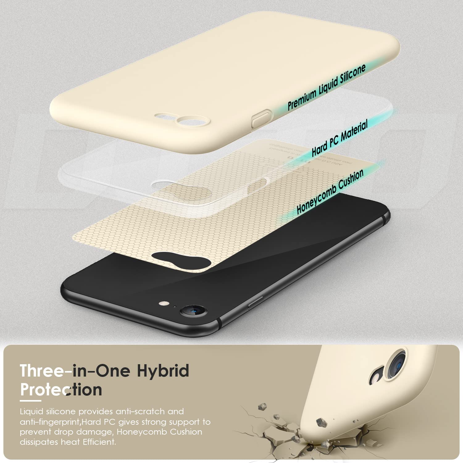 VIKESI Liquid Silicone Phone Case for iPhone SE 2022/2020, iPhone 8 & iPhone 7 (4.7 Inch) - Ultra Soft Protective Cover for Women, Girls & Boys - Stylish Milk White Design - Perfect for Daily Use, Work & Travel