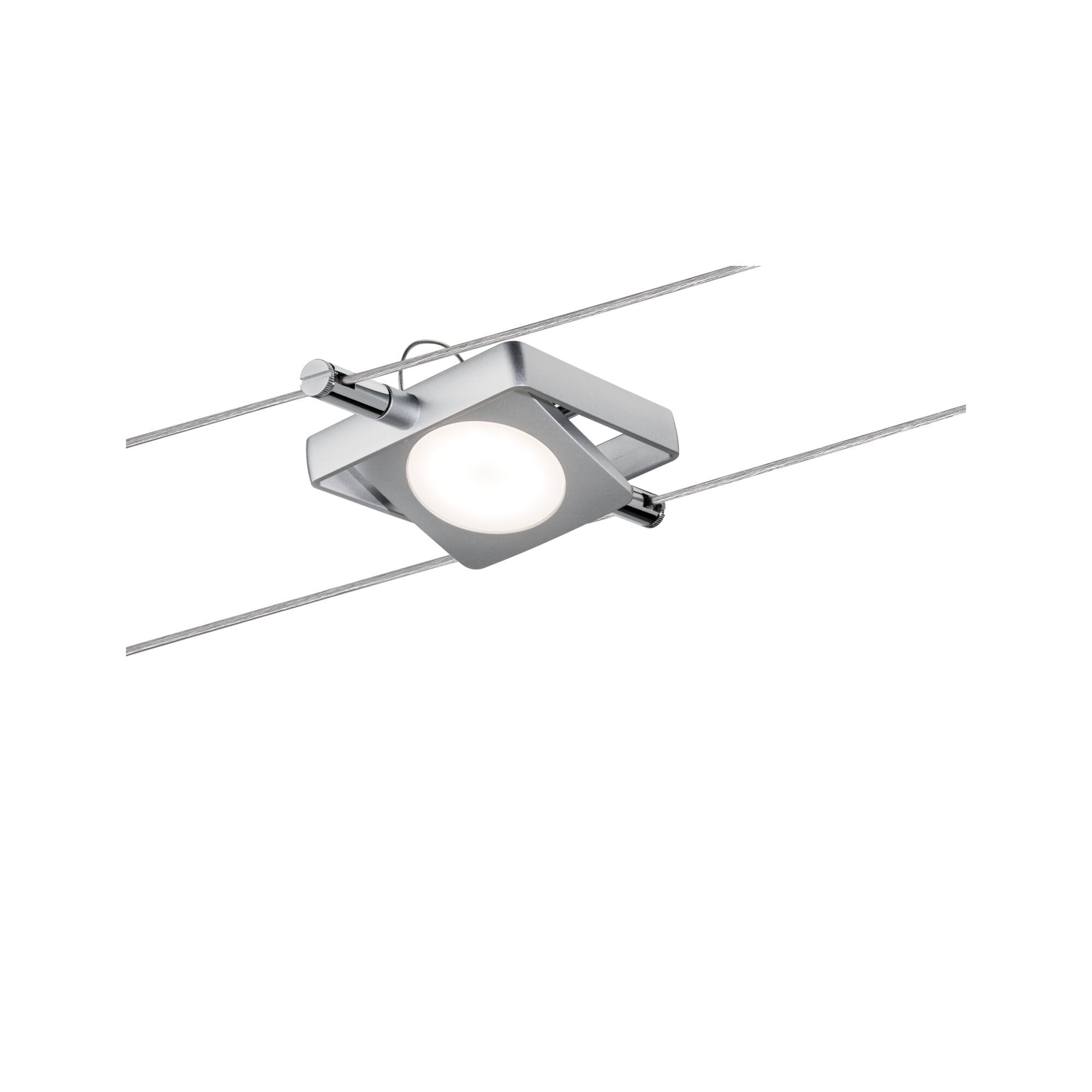 Paulmann 941.07 MacLED Tension Wire Lighting System - 4 Square Spotlights with 10m Cable & Transformer - 16W 2700K Chrome Indoor Ceiling/Wall Lights [Energy Class A+] - Perfect for Modern Homes, Retail Displays & Gallery Lighting