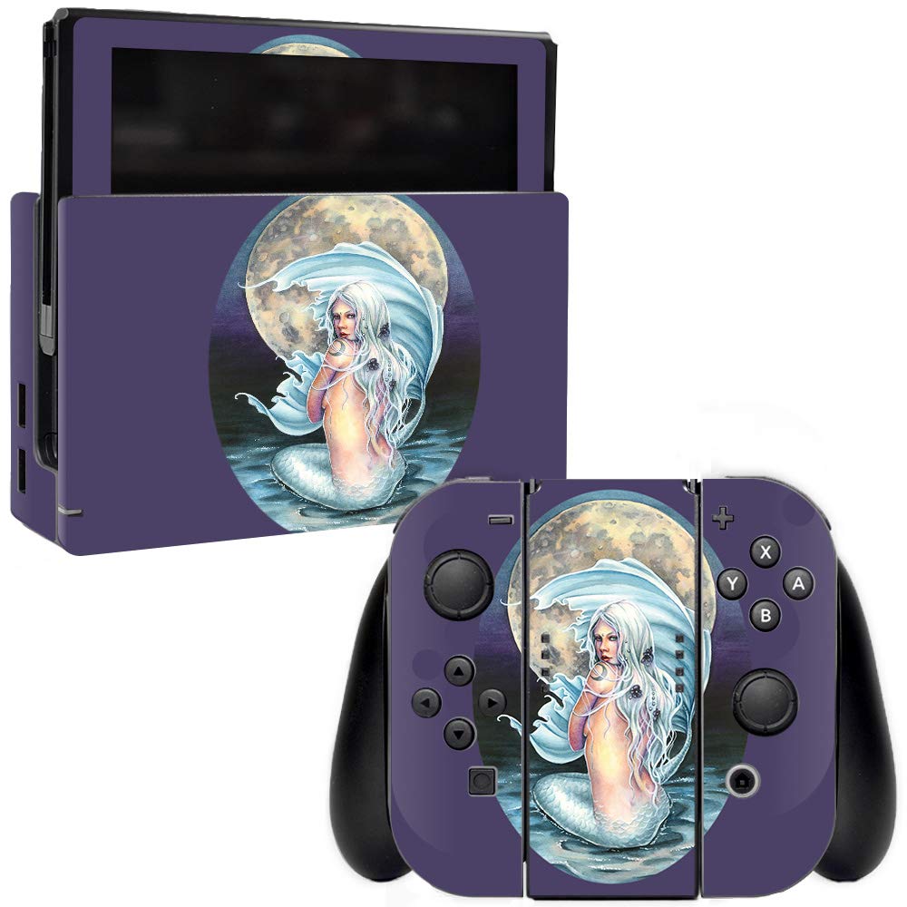 MightySkins Nintendo Switch Skin Wrap - Moon Mermaid Design | Protective Vinyl Decal Cover | Easy to Apply & Remove | Durable & Scratch-Resistant | Made in USA | Perfect for Gaming, Travel & Personalization