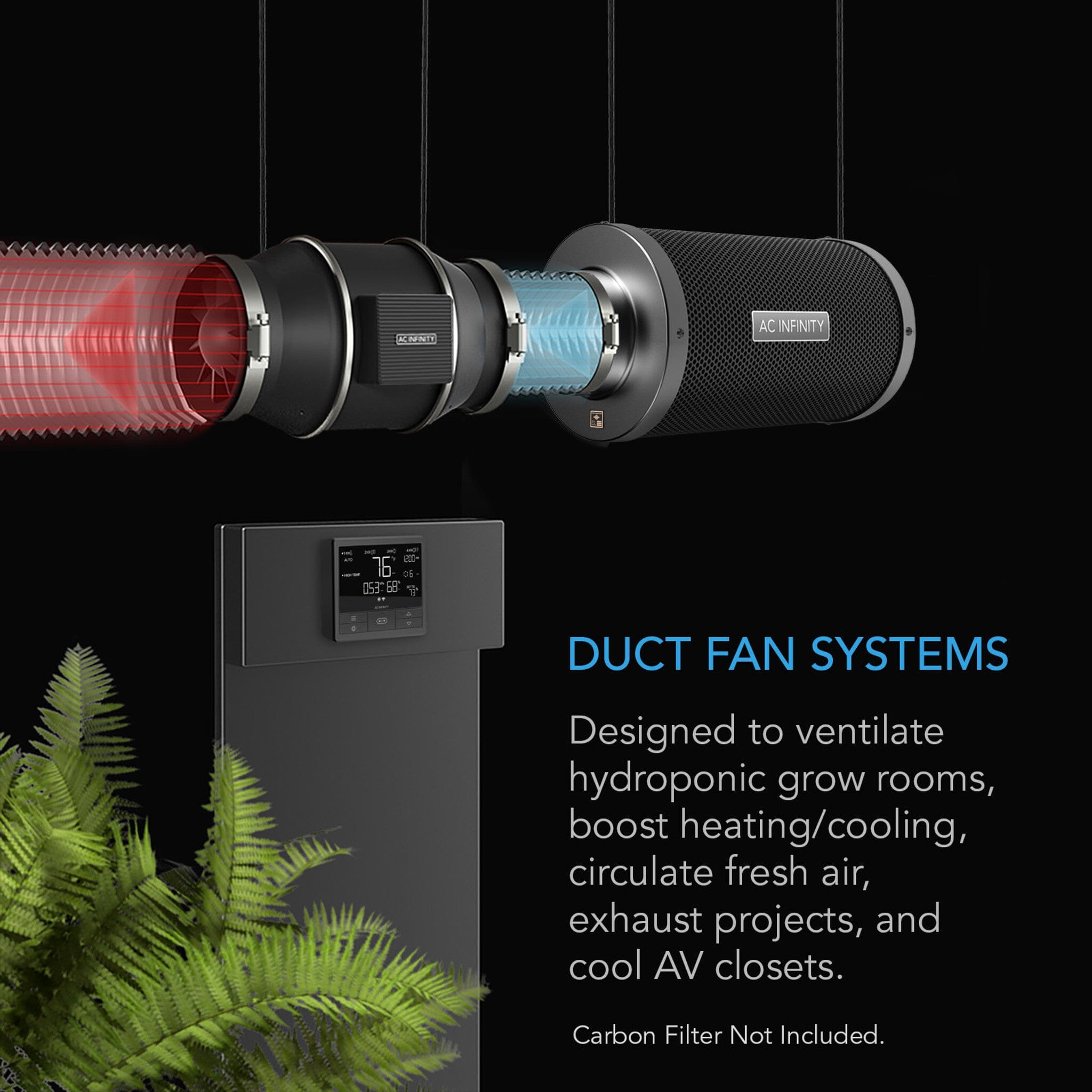AC Infinity Cloudline PRO T10 Quiet Inline Duct Fan with Controller 69 Pro - 250mm HVAC Ventilation System for Grow Tents, Hydroponics & Home Ventilation