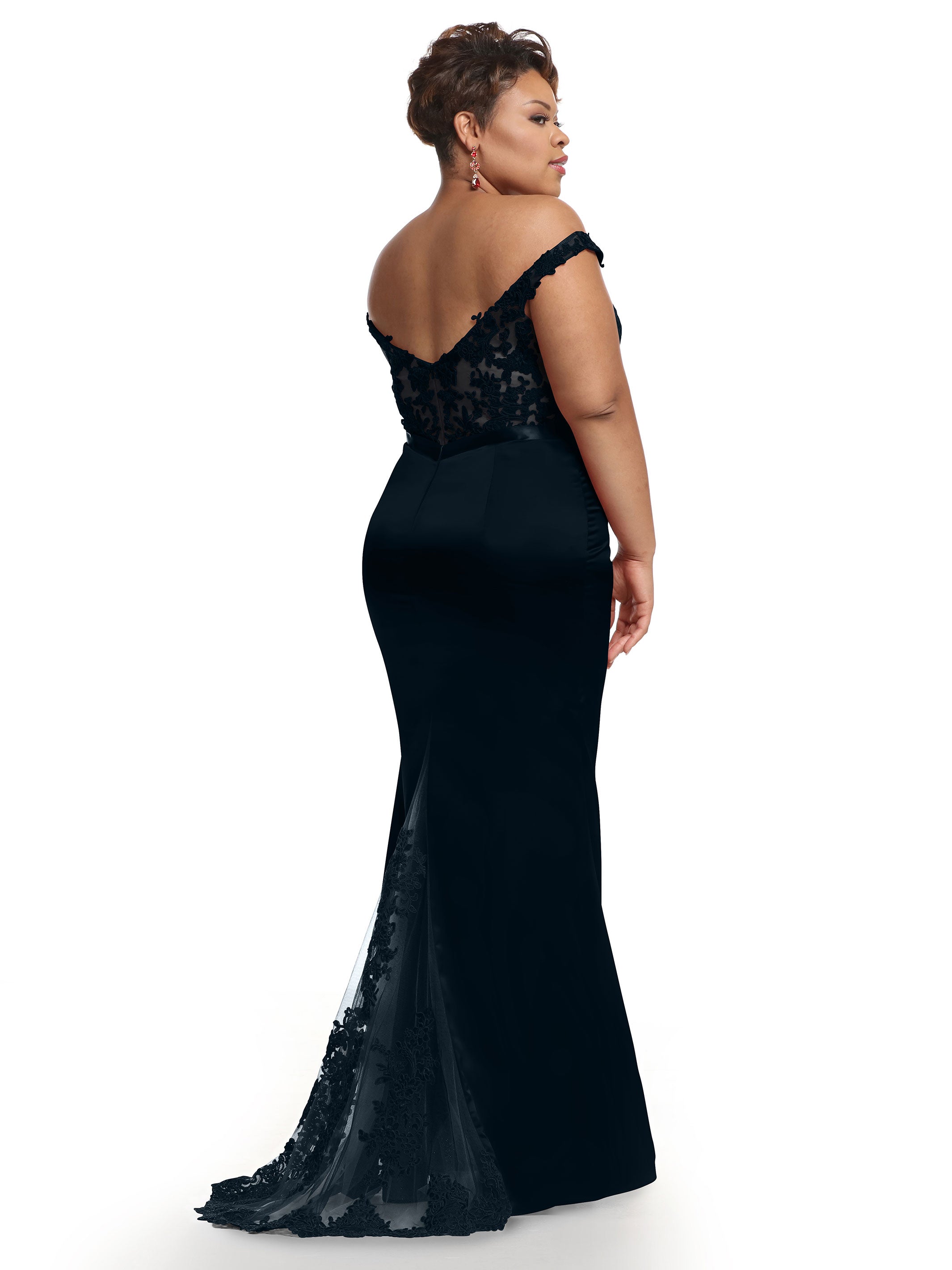 Elegant 80104 Satin Off-The-Shoulder Bridesmaid Dress with Lace Bodice & Waist Sash - Perfect for Weddings, Proms & Formal Events