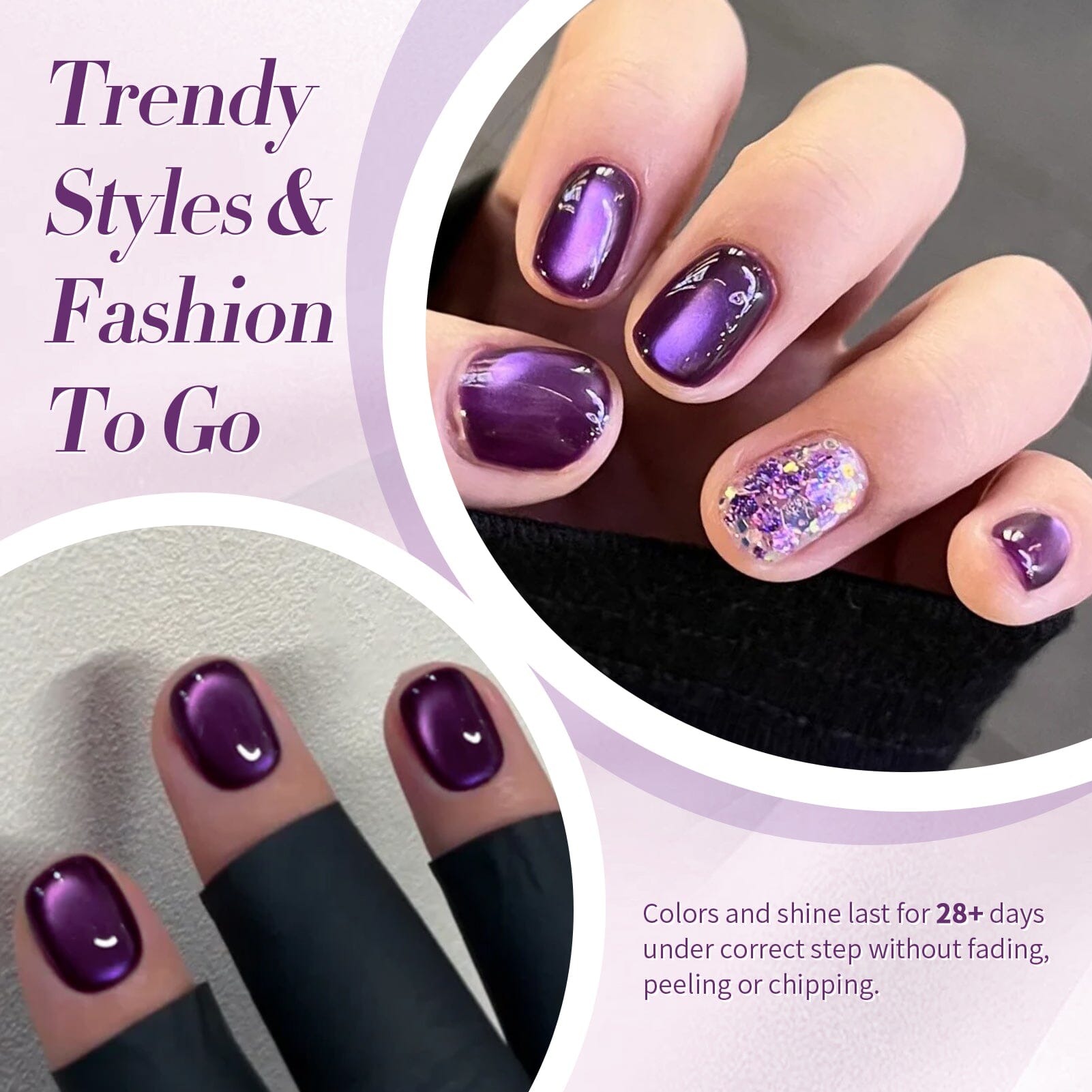 Purple Water Light Cat Magnetic Gel Nail Polish - 15ml AW04 - Long Lasting UV LED Soak Off Nail Art for Home & Salon Manicure