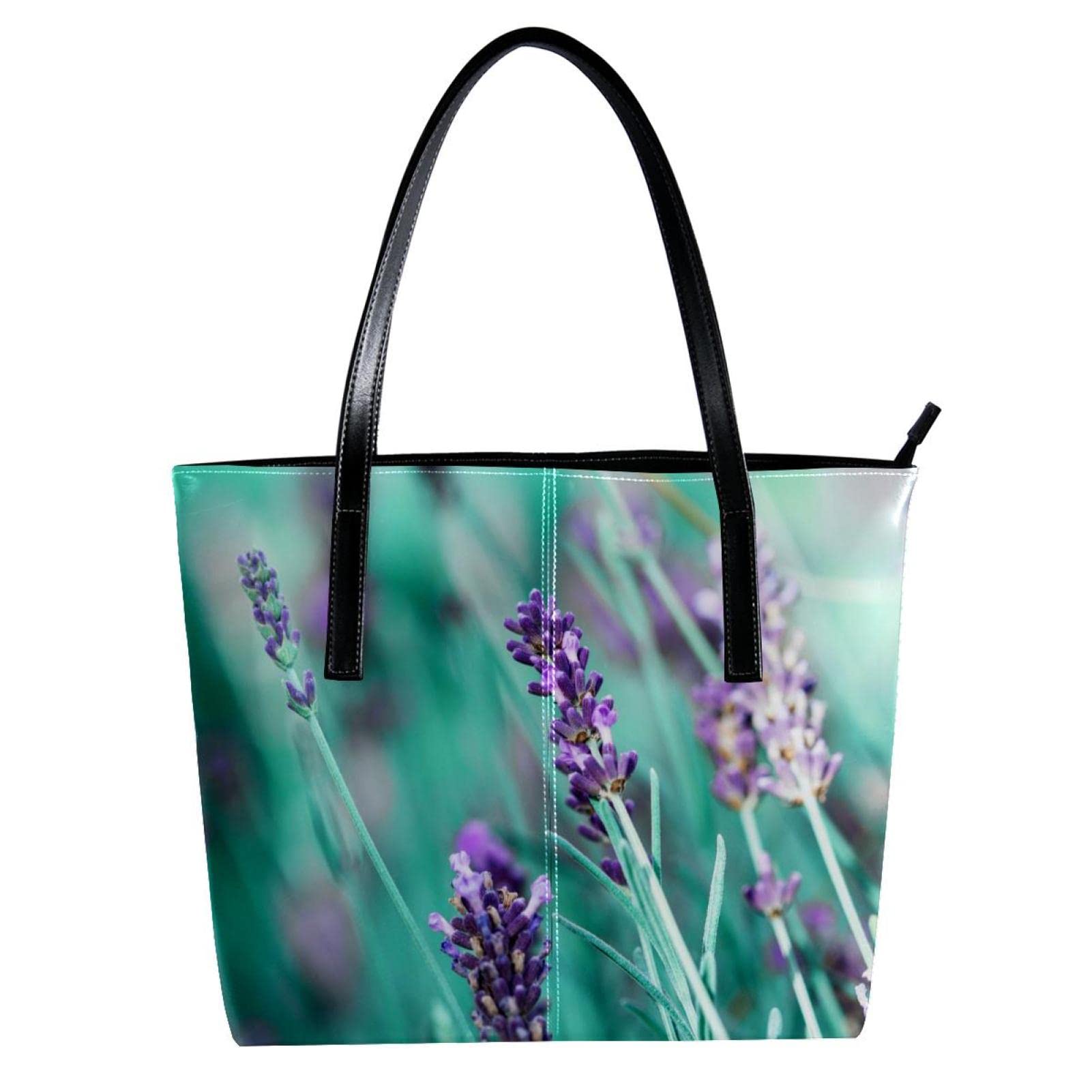 Stylish Large Leather Laptop Tote Bag for Women - Lightweight Shoulder Handbag in Romantic Lavender | Perfect for Work, Travel & Everyday Use