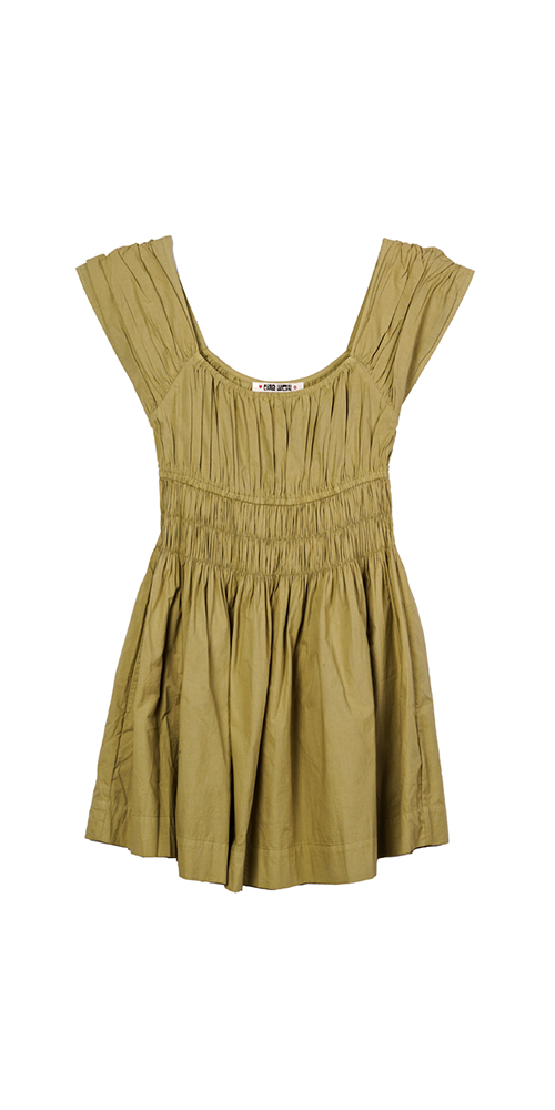Abella Women's Cotton Mini Dress in Khaki - Casual Summer Outfit for Beach, Party & Daily Wear