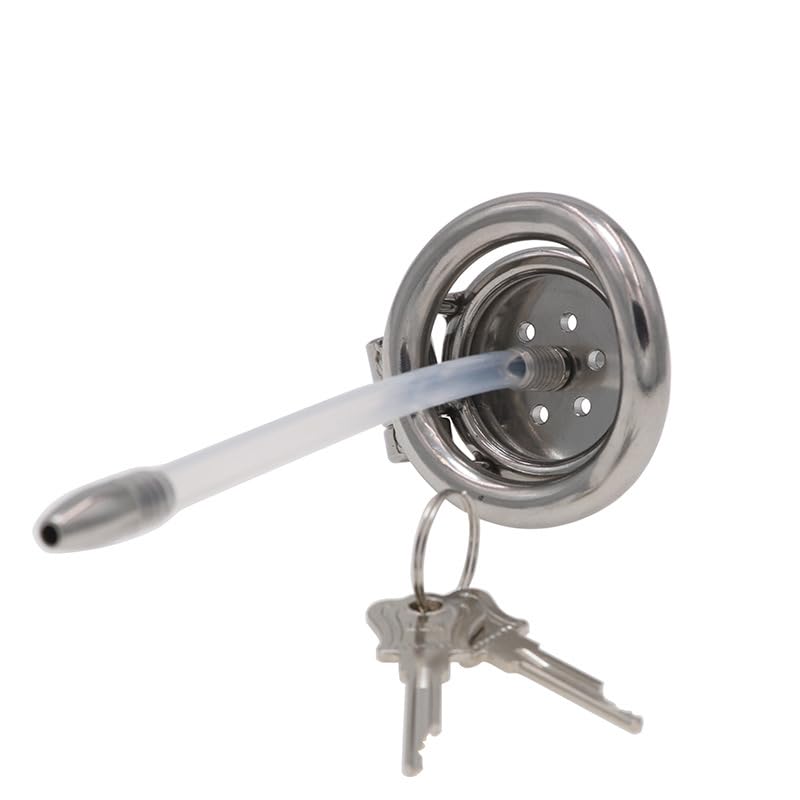 Premium Stainless Steel Chastity Cage with Urethral Catheter - Male Chastity Device, Beginner-Friendly Penis Cage, SM Bondage Ring for Couples - Perfect for BDSM Play & Long-Term Wear