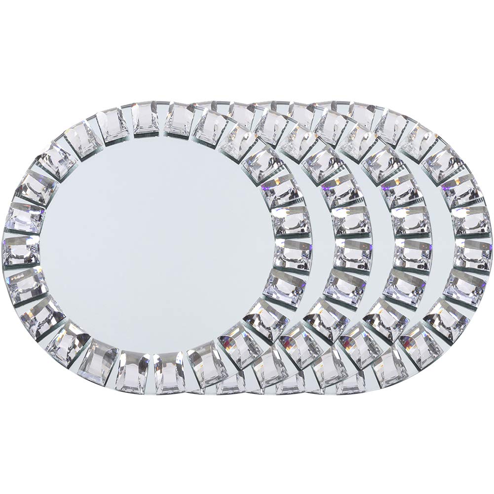 Koyal Wholesale Silver Mirror Charger Plates - Set of 4, Elegant Mirrored Glass Dinner Plates for Wedding, Party & Formal Dining Decor - Bulk Place Settings for Table Centerpieces & Special Occasions