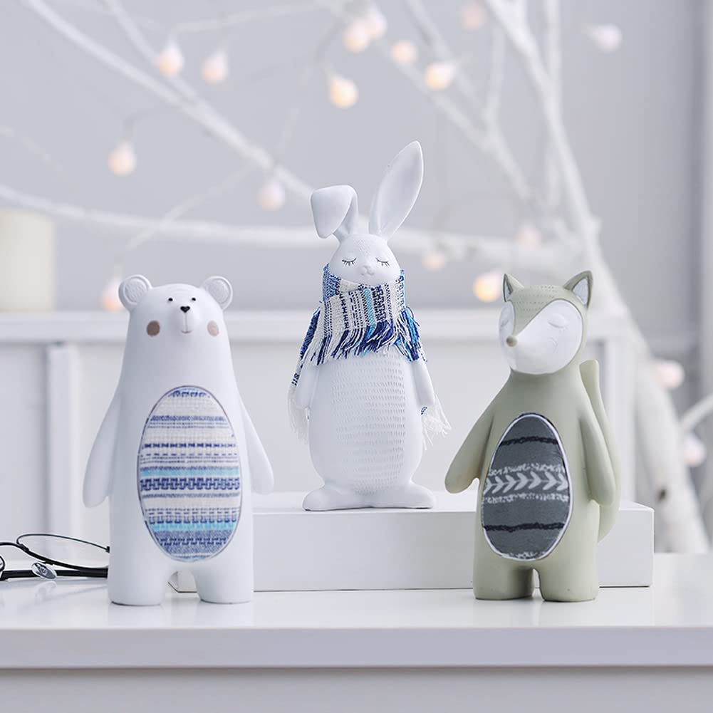 WAYUTO White Ceramic Rabbit Statue - Easter Bunny Figurine, Desktop Animal Ornament, Easter Party Decor & Gift Idea - Perfect for Home Decor, Easter Celebrations, and Spring Table Centerpieces