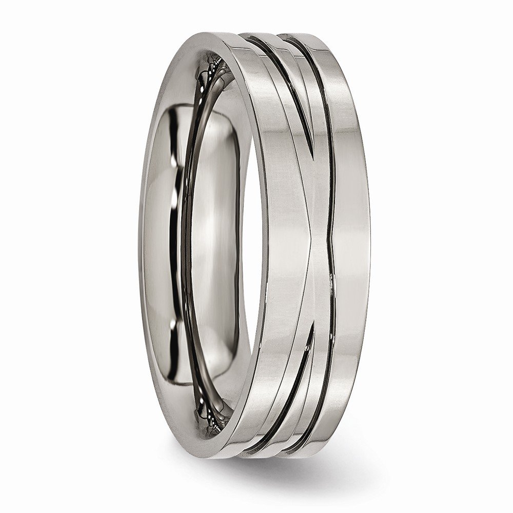 6mm Solid Titanium Wedding Band Ring for Men - Durable & Lightweight Grooved Design, Perfect for Everyday Wear & Special Occasions