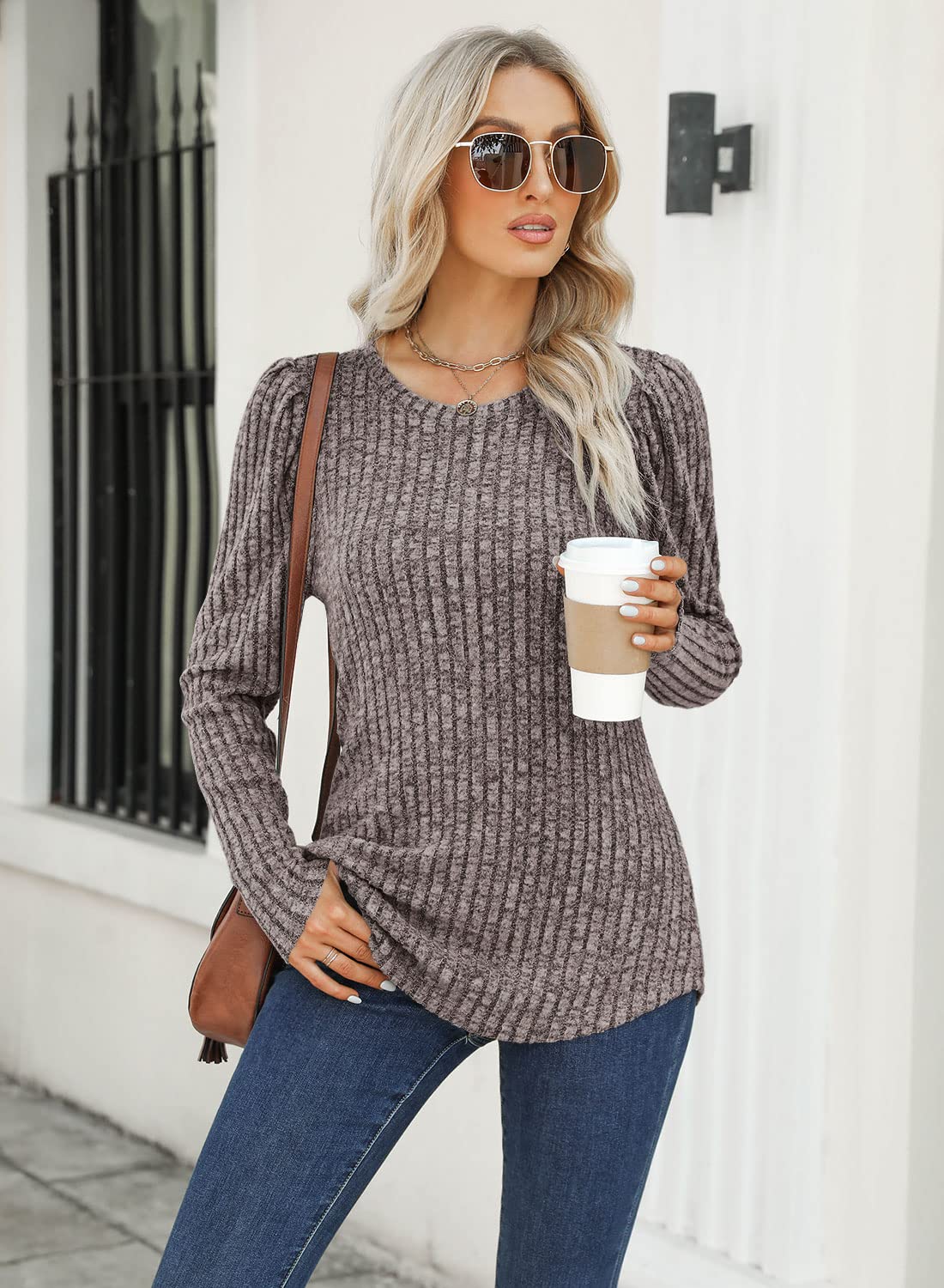 Kikula Women's Long Sleeve Puff Sleeve Tunic Top for Fall - Stylish Blouse to Wear with Leggings | Casual Outfits, Workwear & Autumn Fashion