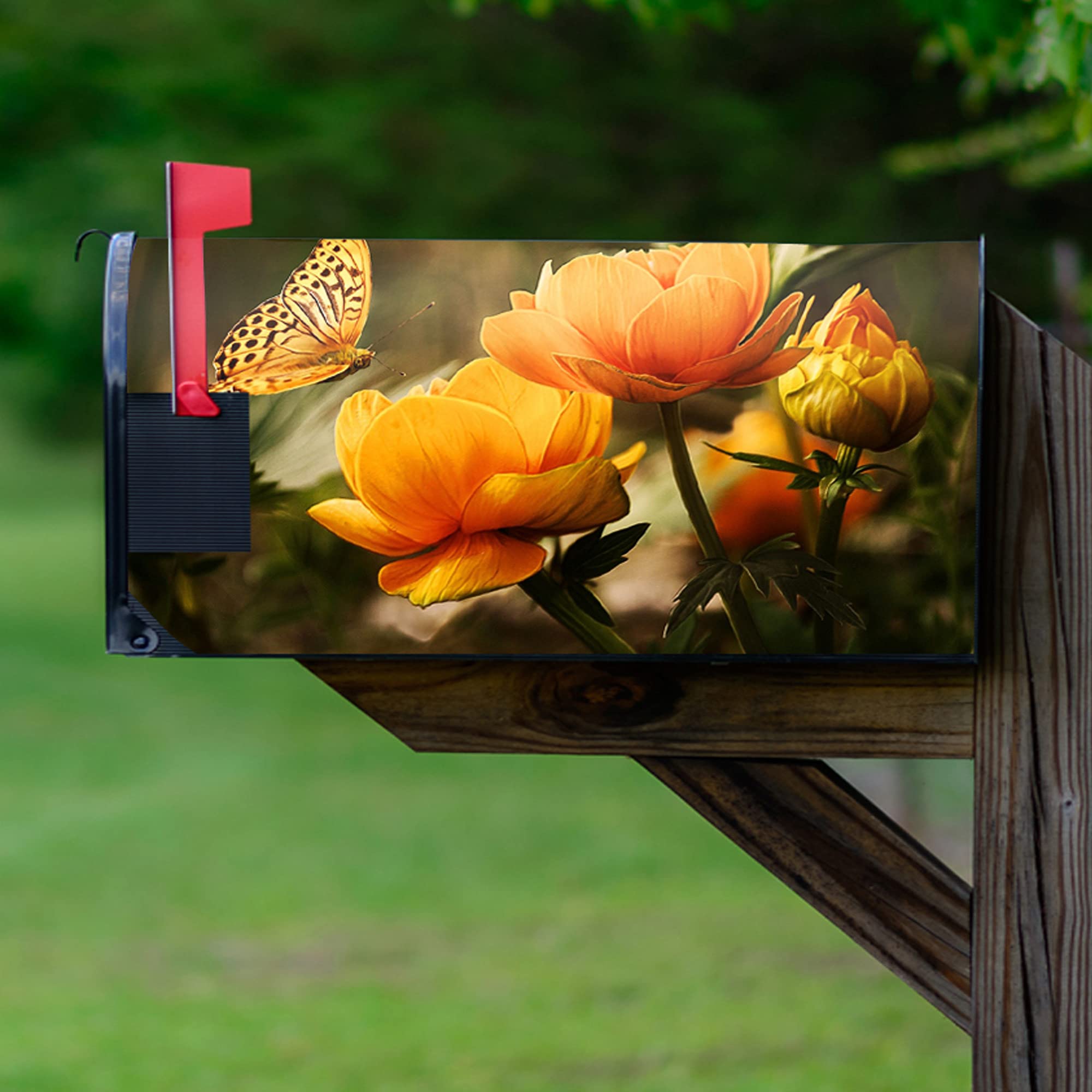 VWAQ Magnetic Floral Mailbox Cover - Decorative Flower Mailbox Topper 25.5