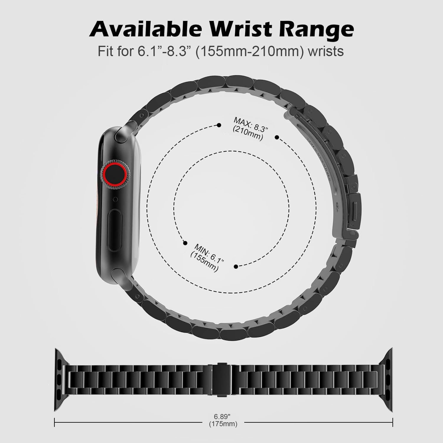 Premium Stainless Steel Apple Watch Band - Compatible with Series 10/9/8/7/6/5/4/3/SE/Ultra (38mm/40mm/41mm/42mm/44mm/45mm/46mm/49mm) - Durable Metal Strap Replacement for Men & Women - Perfect for Workouts, Office Wear & Everyday Use