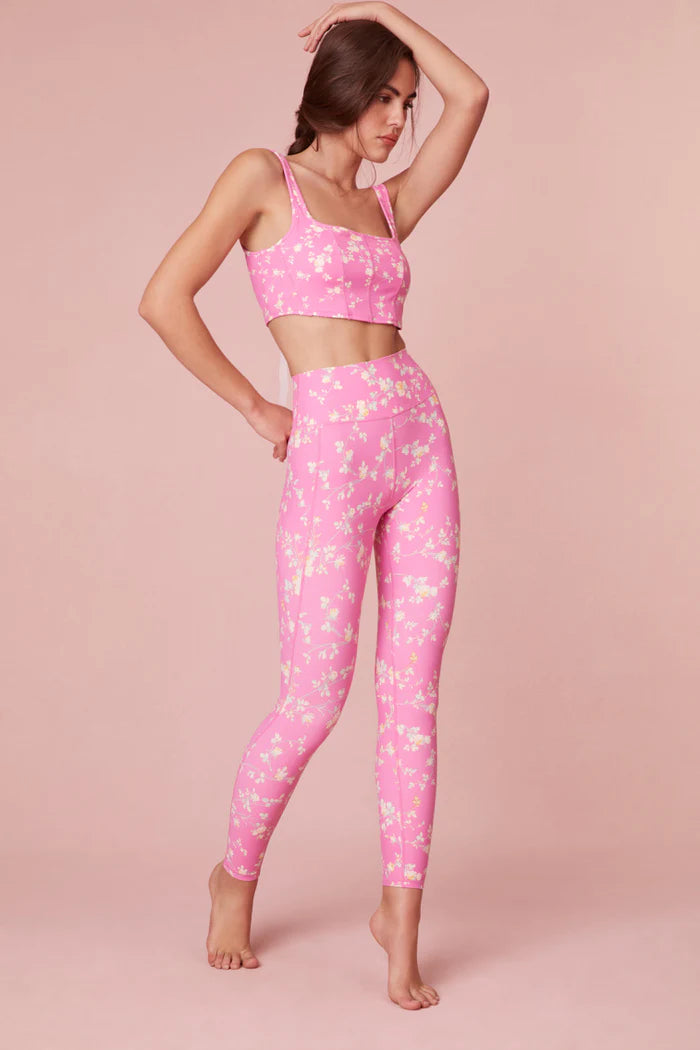 LoveShackFancy Women's Adara Sports Bra - Bubble Sunshine Pink | Workout, Yoga & Gym Essential | Comfortable & Stylish Activewear for Women