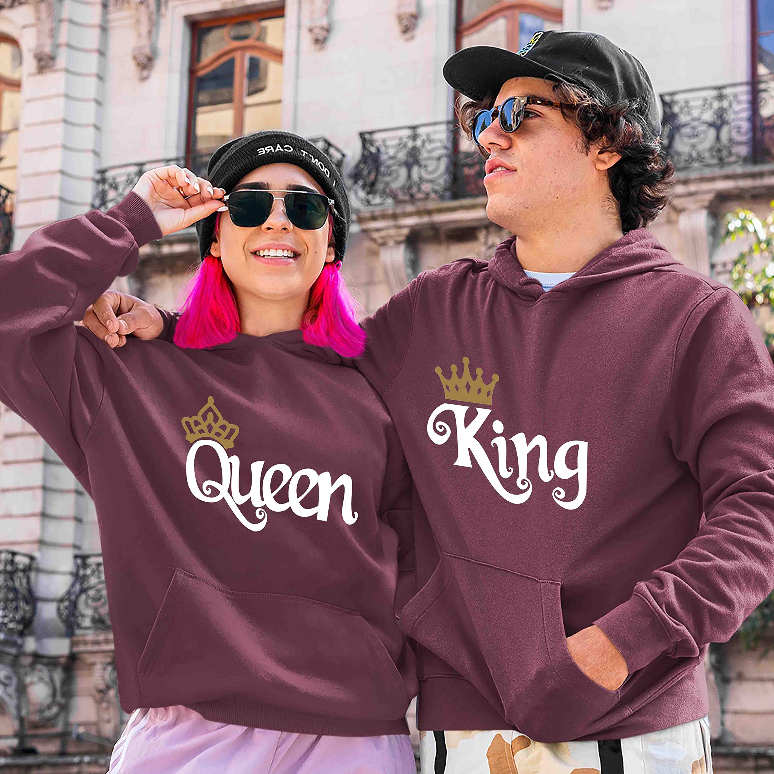 Unisex Hoodies with Kangaroo Pocket - Queen & King Couples Hooded Sweatshirts for Matching Outfits, Date Nights & Cozy Loungewear