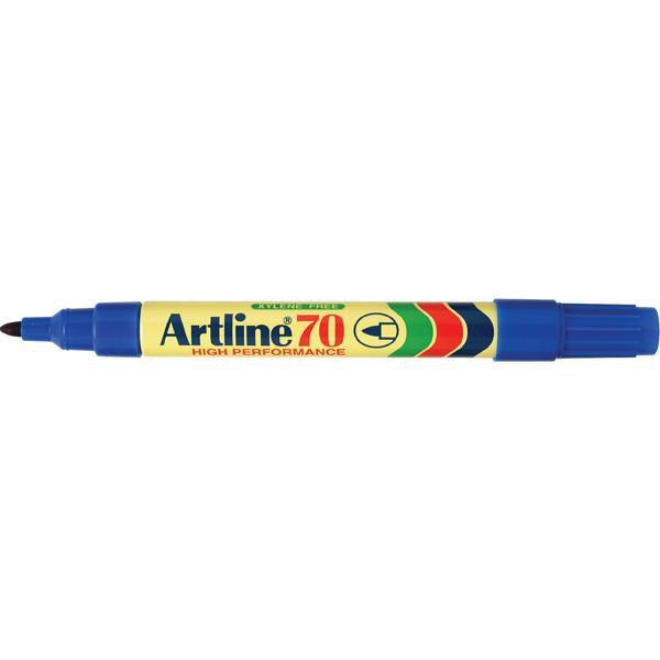 Artline 70 Permanent Marker - Bullet Tip, Blue Ink - Ideal for Office, School & Home Use - Long-Lasting Writing on Paper, Plastic & Metal Surfaces