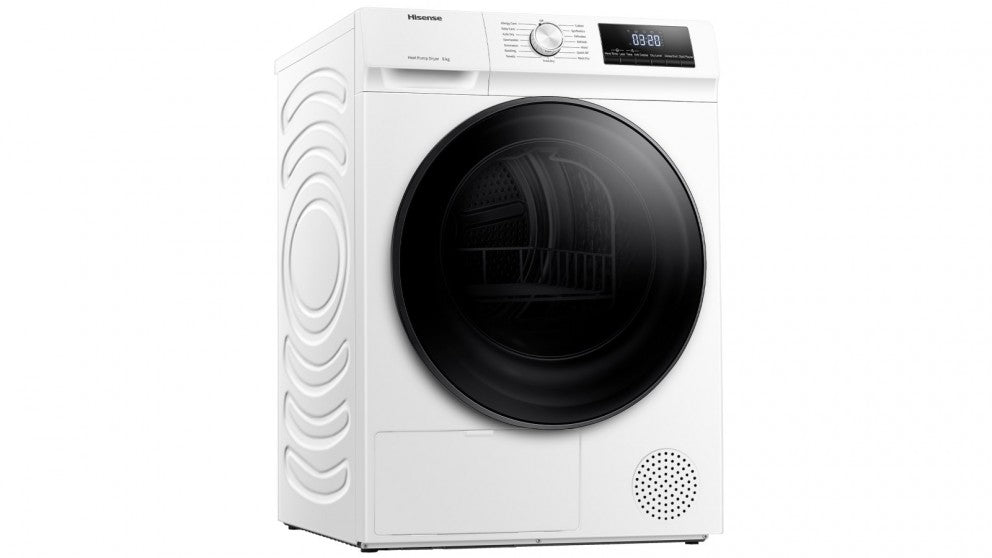 Hisense 8kg Heat Pump Dryer HDFY80H - Energy Efficient, Quiet & Fast Drying for Home Laundry - Perfect for Apartments, Small Families & Eco-Friendly Living