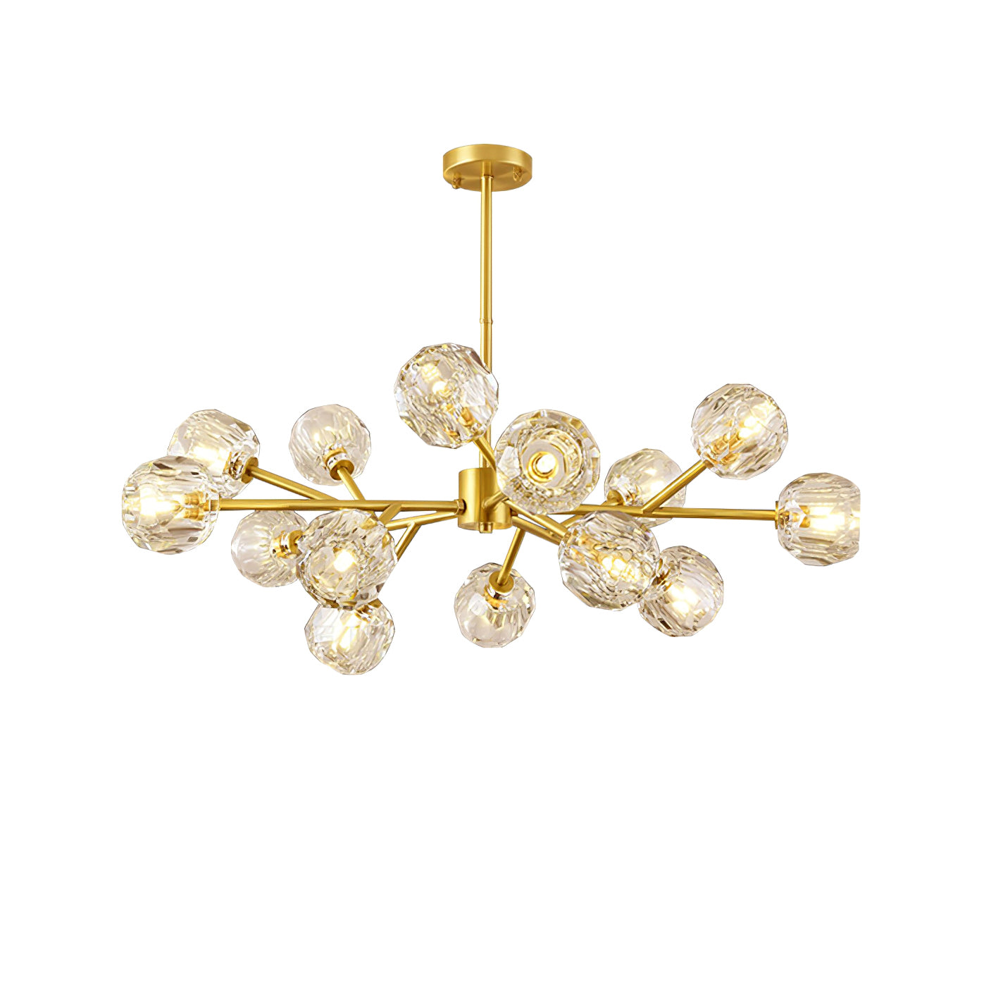 Crystal Ball Round Cluster Chandelier - Elegant Ceiling Light Fixture for Dining Room, Bedroom & Living Room Decor