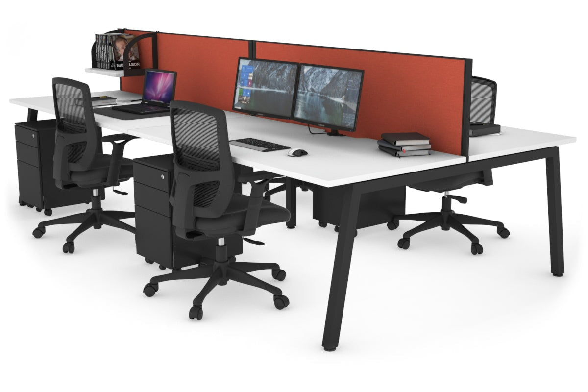 Quadro 4-Person Office Workstation Desk - 1200L x 800W with Cable Management Scallop - Perfect for Collaborative Workspaces, Team Meetings & Open Office Environments