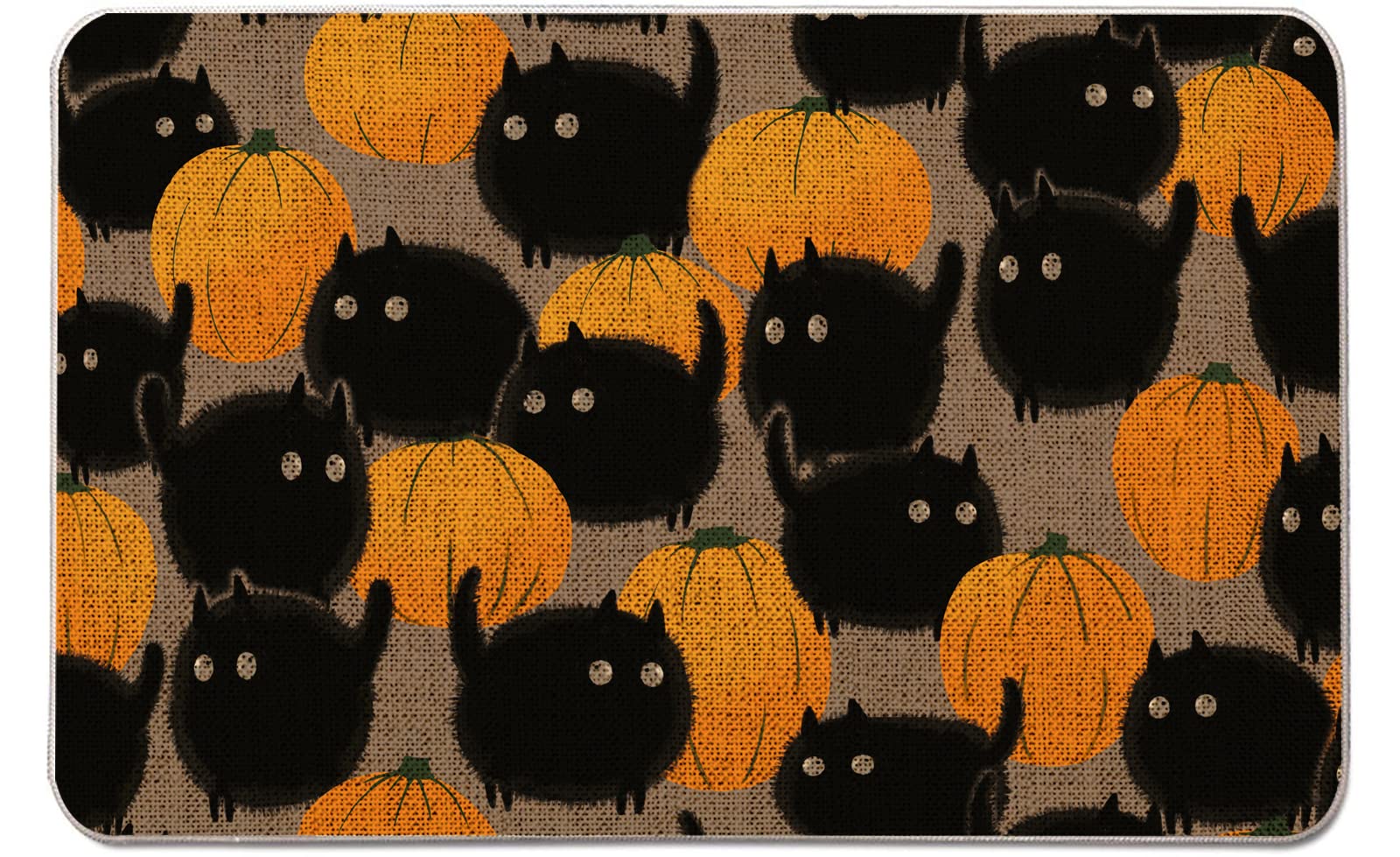 GAGEC Halloween Doormat - 17x27 Inch Non-Slip Outdoor Entrance Rug with Pumpkin & Cat Design, Waterproof Bathroom Mat for Farmhouse, Kitchen, Front Door Decor - Perfect for Fall, Thanksgiving & Home Entryway