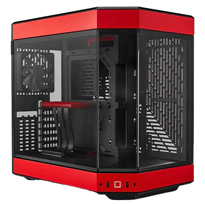 GX13 HYTE PC Gaming Case - Red Color, Mid Tower Chassis with Tempered Glass Side Panel - Perfect for Custom Gaming Rigs & RGB Builds