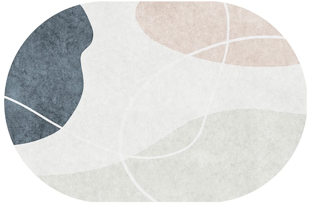 Modern Echo Circle Geometric Area Rug 5x7ft - Cream Illusion Carpet for Living Room, Bedroom & Dining Room - Luxury Indoor Outdoor Washable Accent Rug - Perfect for Home Decor, Kitchen, Laundry & Bathroom Mats