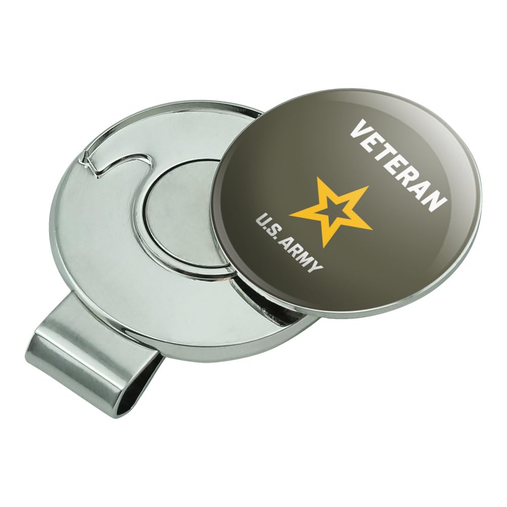U.S. Army Veteran Logo Golf Hat Clip with Magnetic Ball Marker - Durable Military Cap Accessory for Golfers - Perfect for Golf Games, Outdoor Sports & Military Apparel