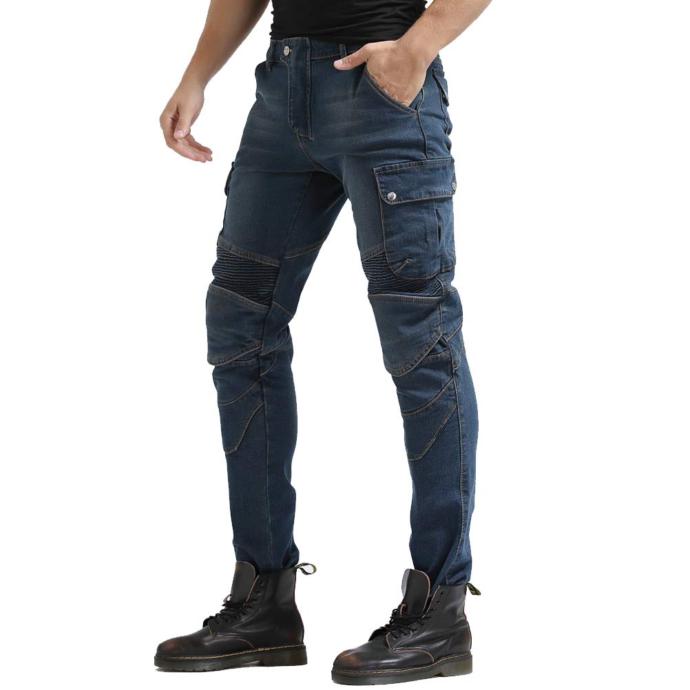Men's Motorcycle Riding Jeans - CE Level 1 Armored Biker Pants with 4X Reinforced Knee & Hip Protection - Durable Denim for Safe Street & Adventure Riding