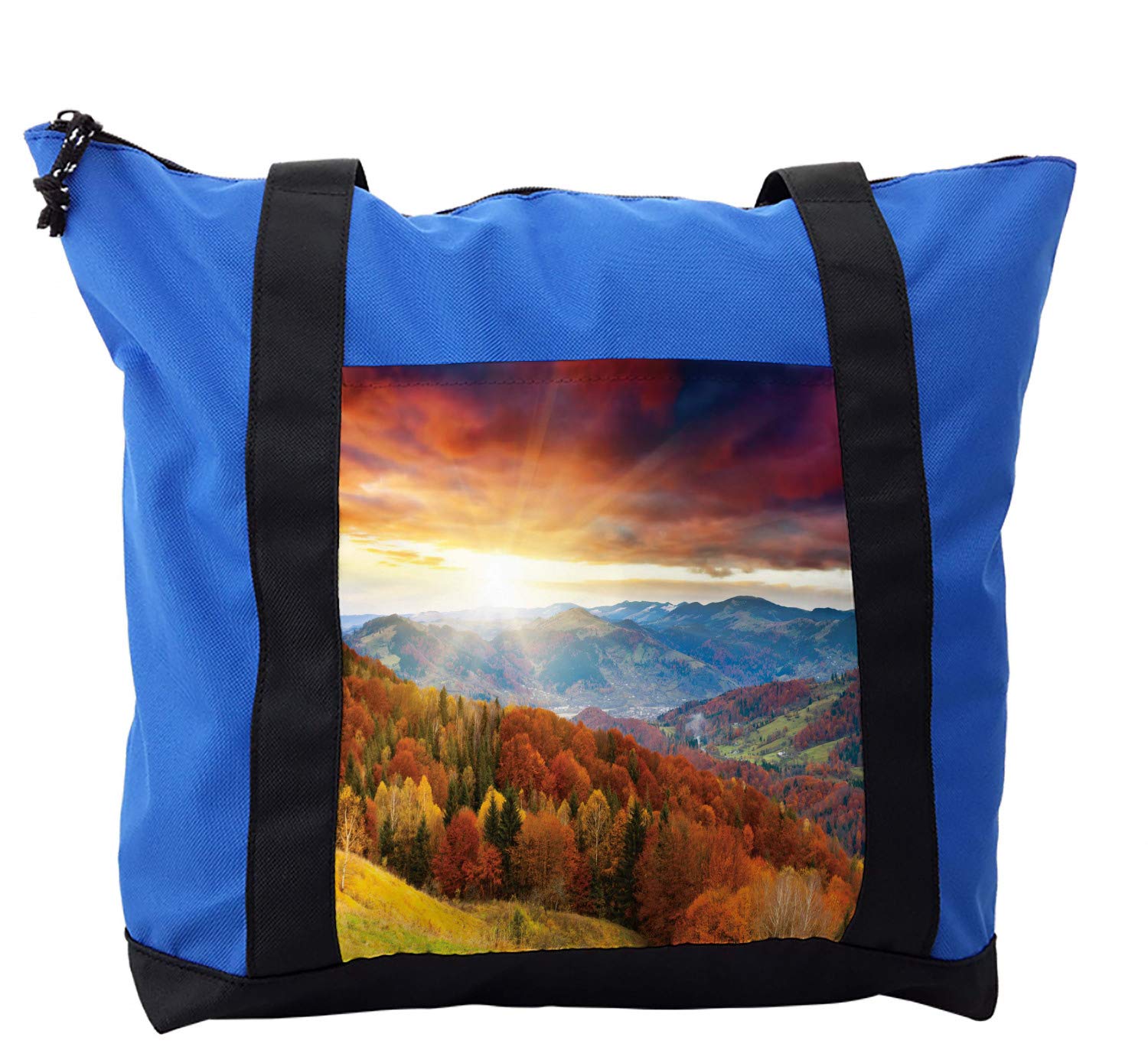 Lunarable Forest Shoulder Bag - Mystical Grungy Rain Cloud Design - Durable Zippered Crossbody Purse for Women - Perfect for Hiking, Travel & Everyday Use